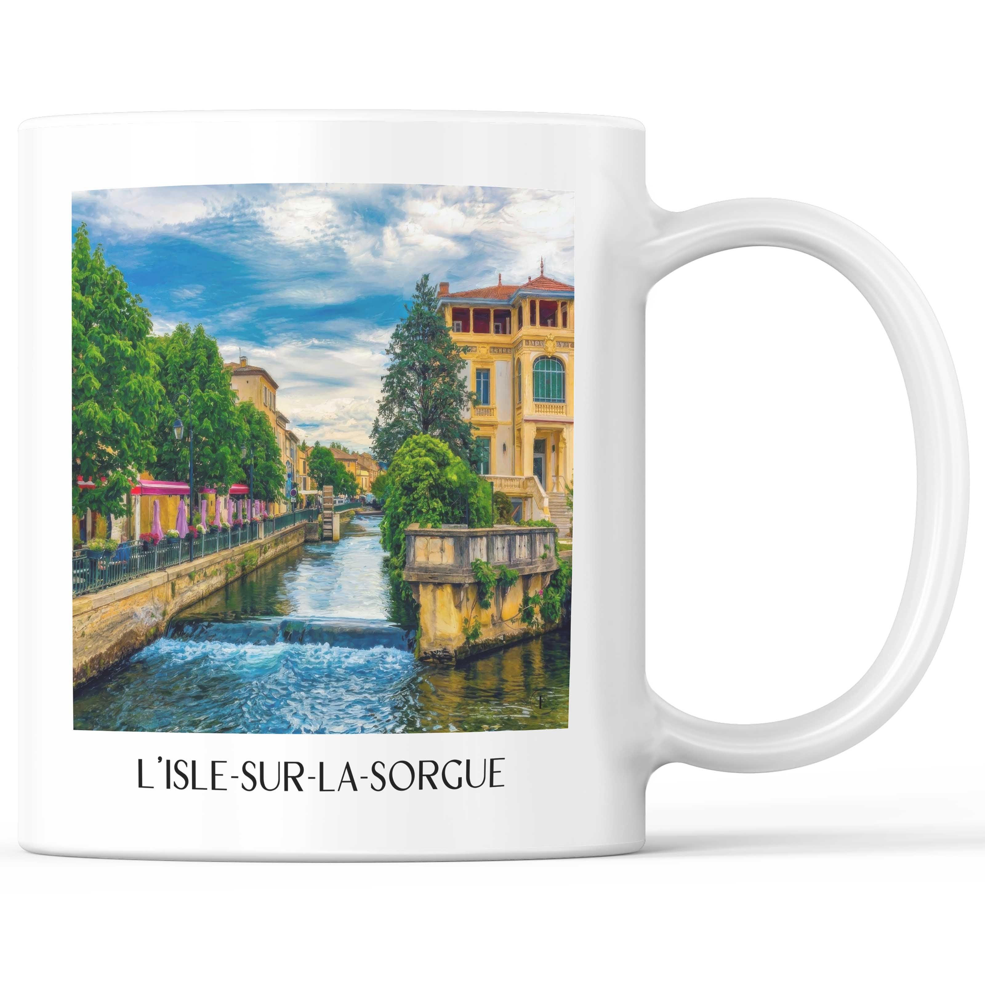 L'Isle-sur-la-Sorgue Kaffeebecher - Roussilon - Frankreich Becher - Kaffeetasse im Ölgemälde Stil - favplace