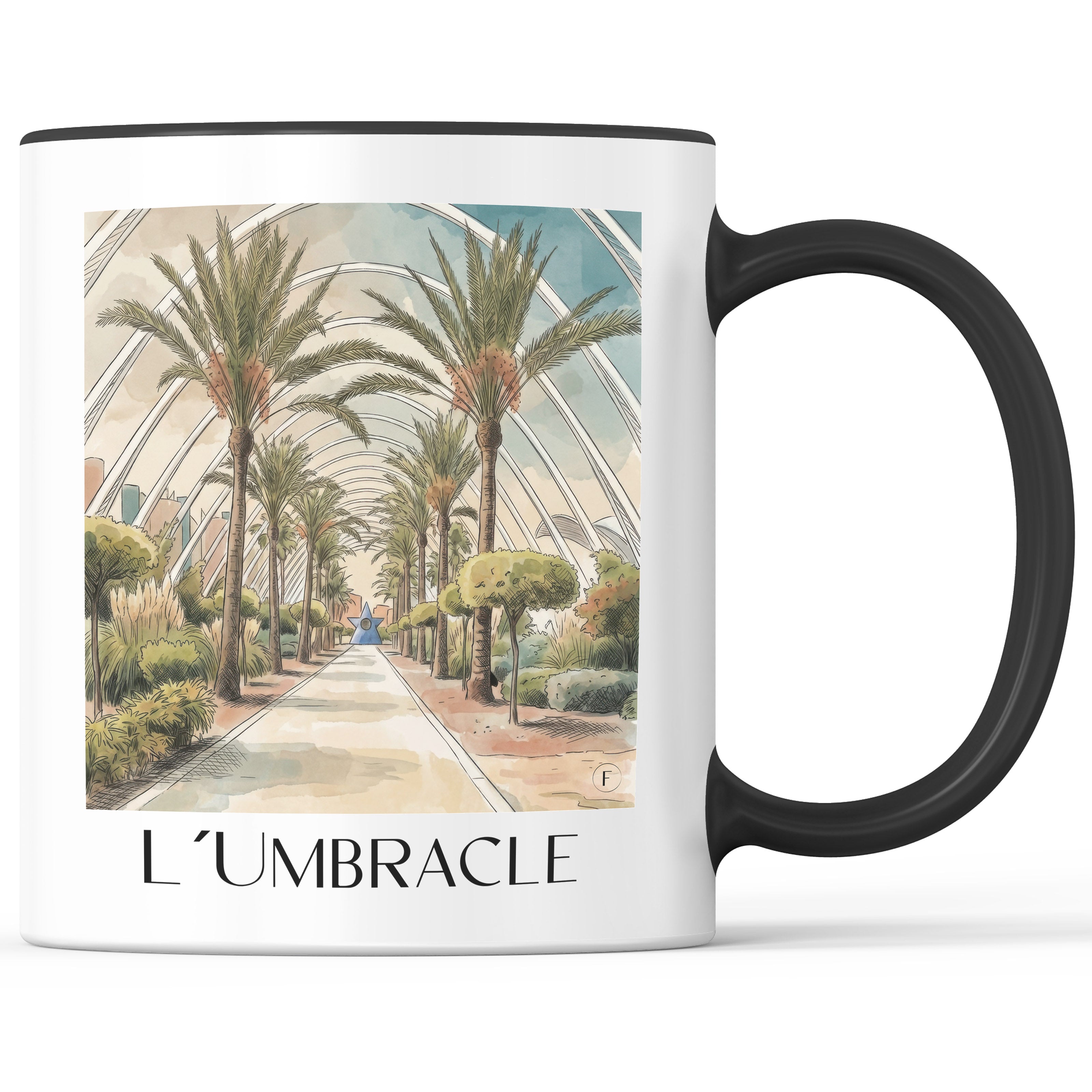 L’Umbracle Kaffeebecher - Valencia - Spanien Becher - Kaffeetasse im Aquarell Stil - favplace
