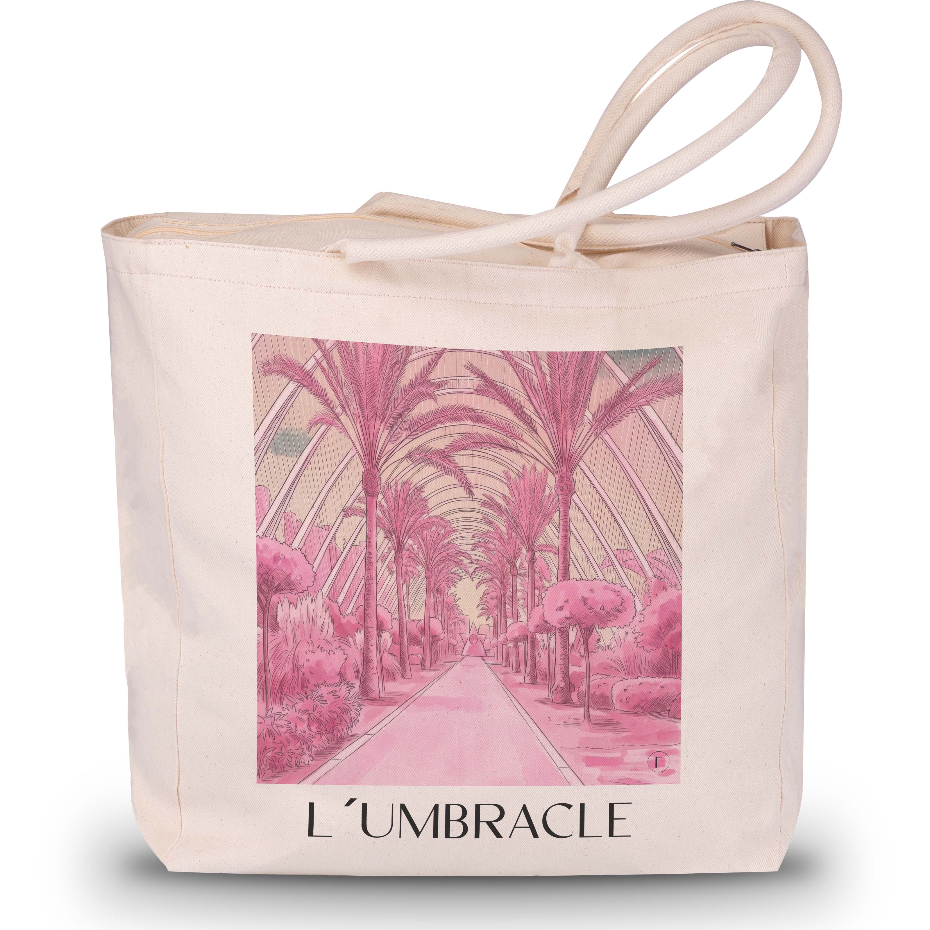 L’Umbracle Shopping Tasche - Valencia - Spanien Tote Bag - Einkaufstasche im Aquarell Pink Stil - favplace