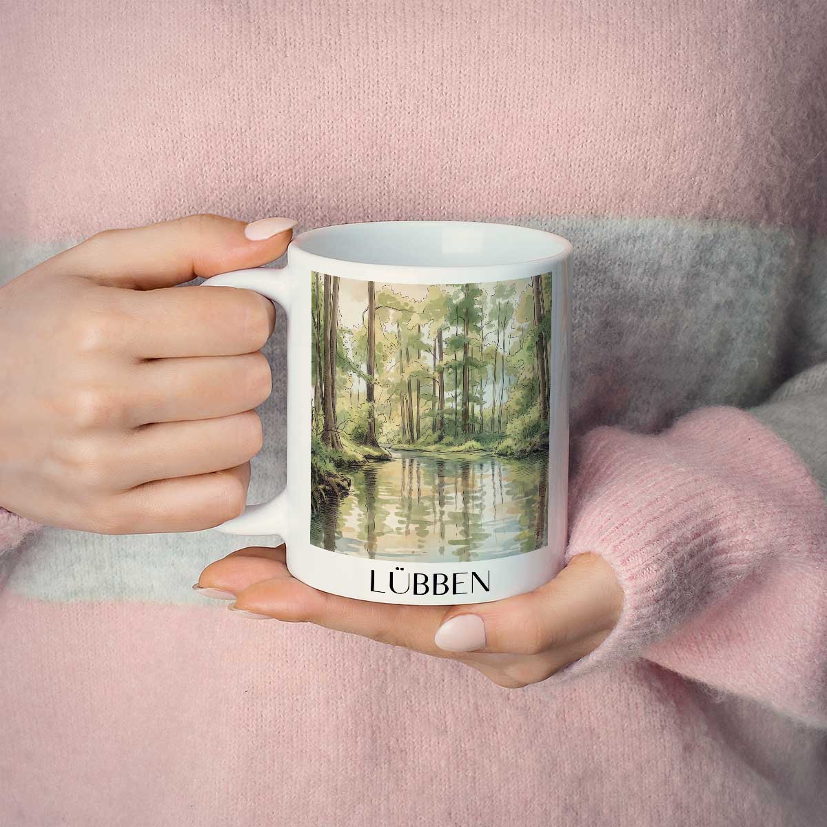 lübben-spreewald-deutschland-kaffeebecher-aquarell