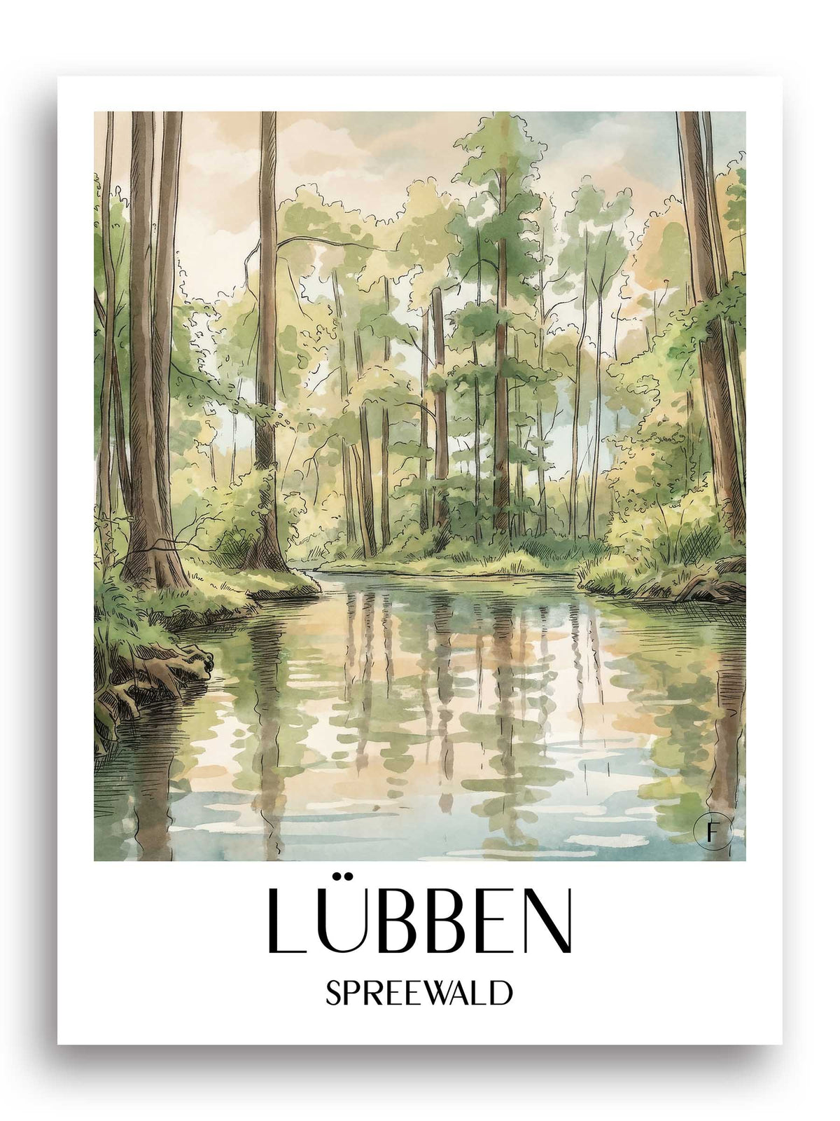 lübben-spreewald-deutschland-poster-aquarell
