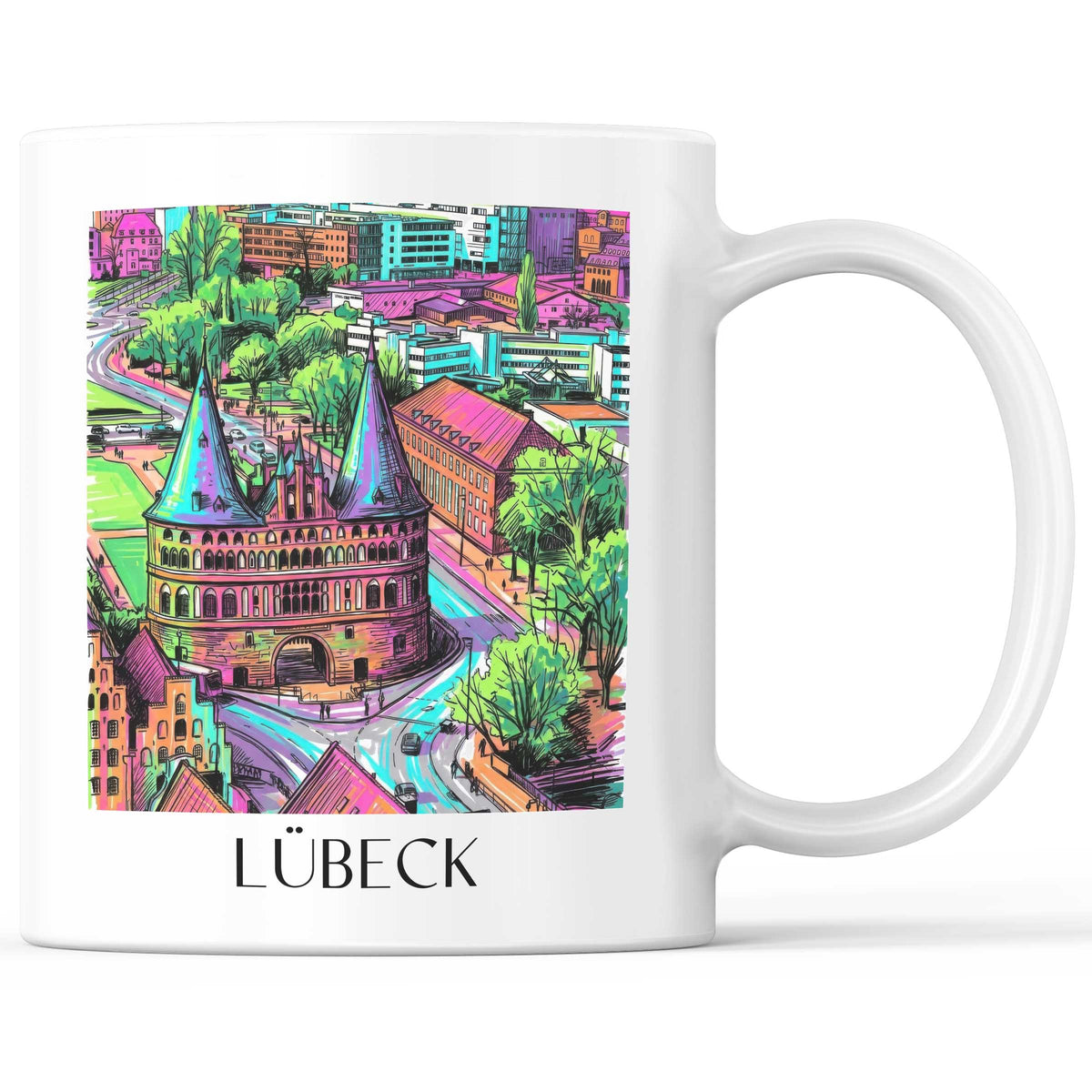 Lübeck - Deutschland Becher - Kaffeetasse im Tag Graffiti Stil - favplace