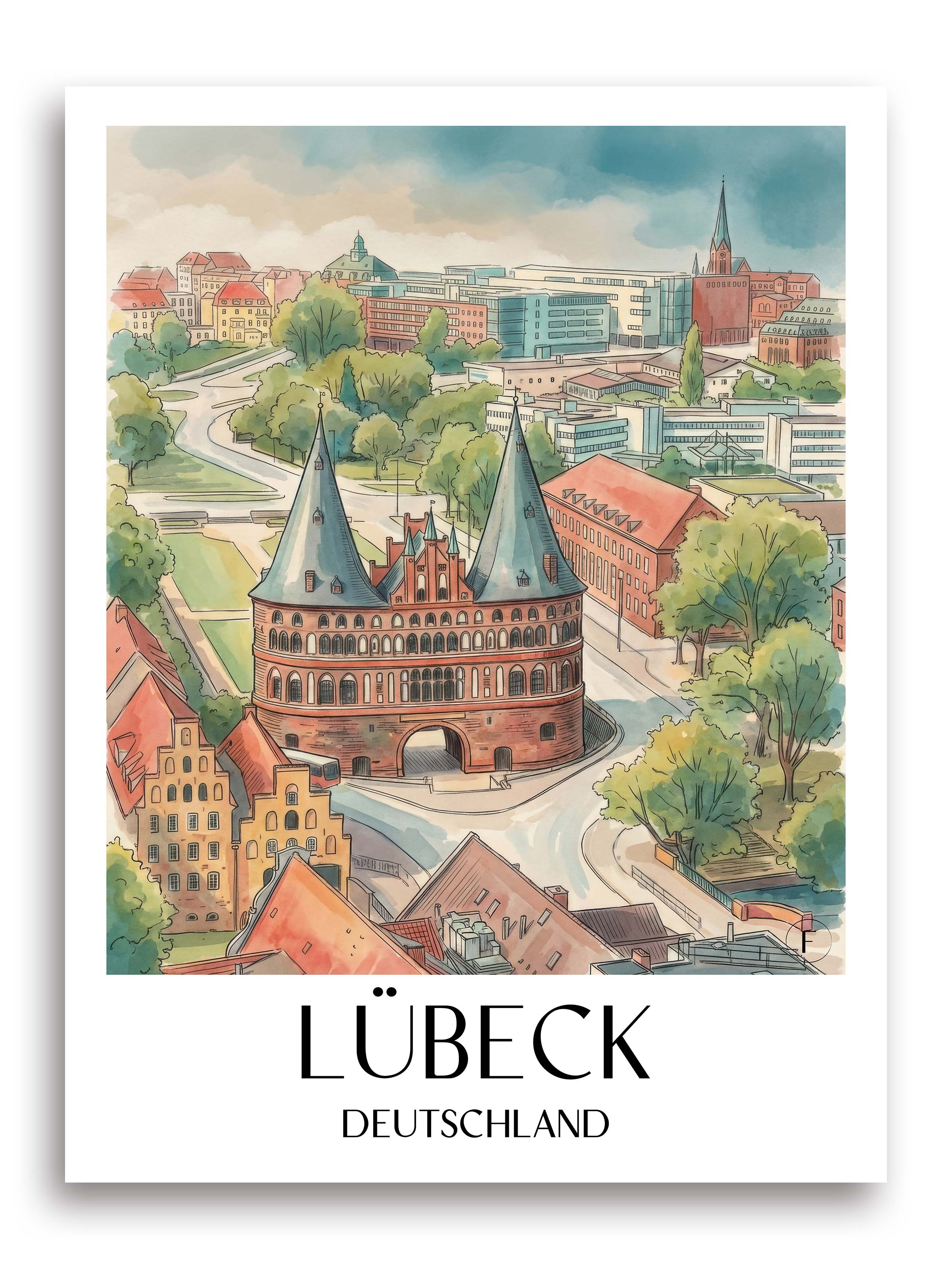 lübeck-deutschland-poster-aquarell