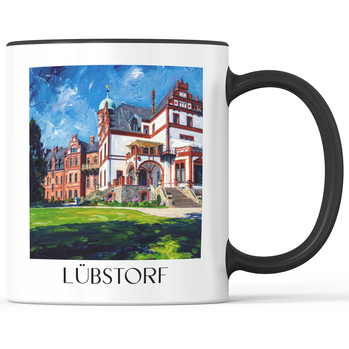 Lübstorf Kaffeebecher - Schweriner See - Deutschland Becher - Kaffeetasse im Ölgemälde Stil