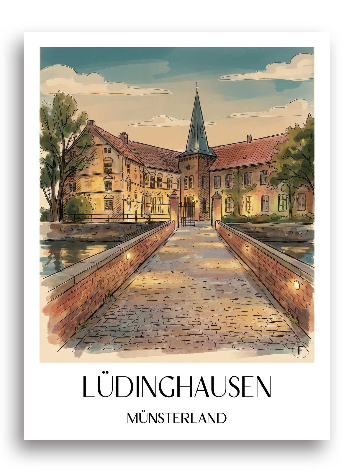 lüdinghausen-münsterland-deutschland-poster-aquarell