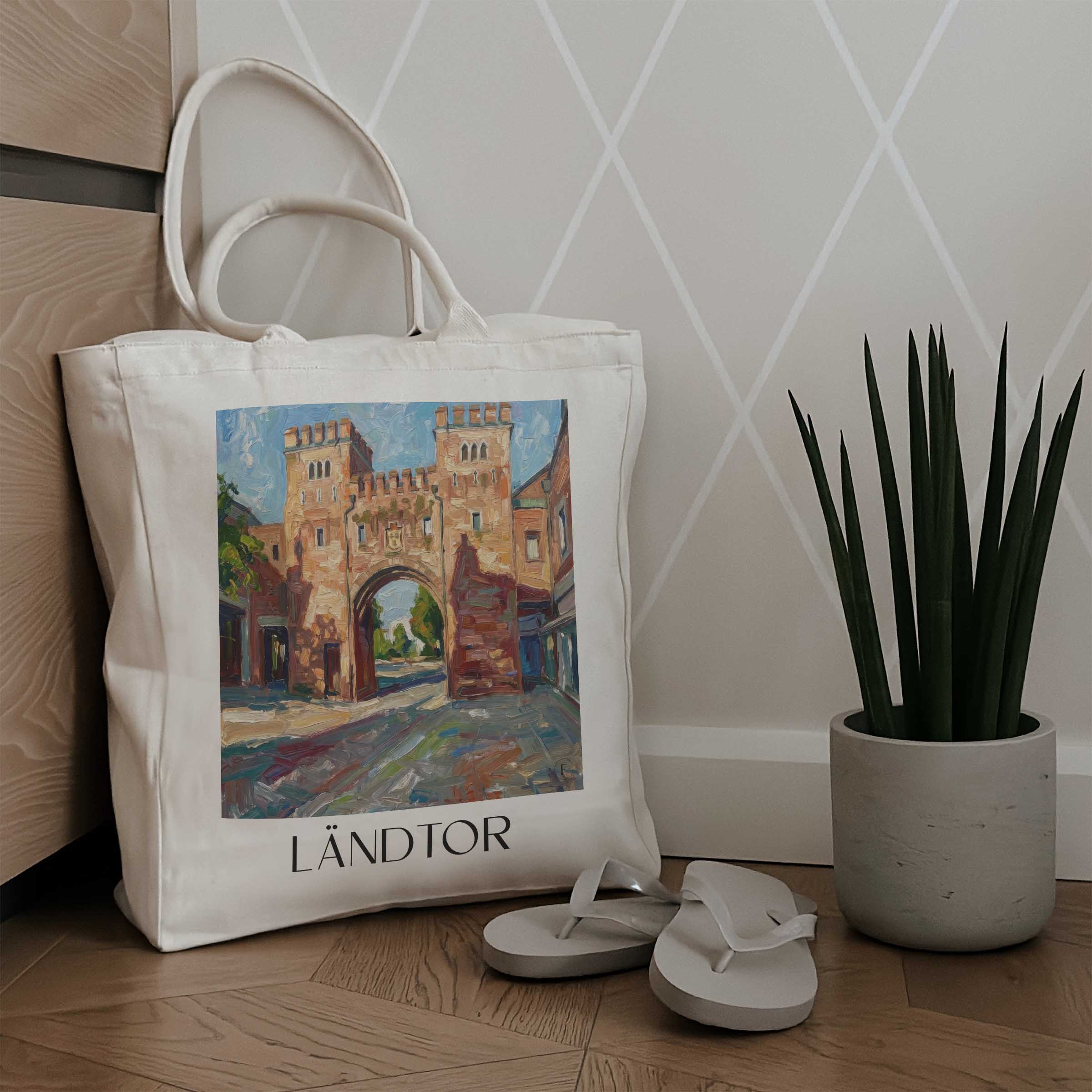 ländtor-landshut-deutschland-einkaufstasche-oil-painting-oelgemaelde