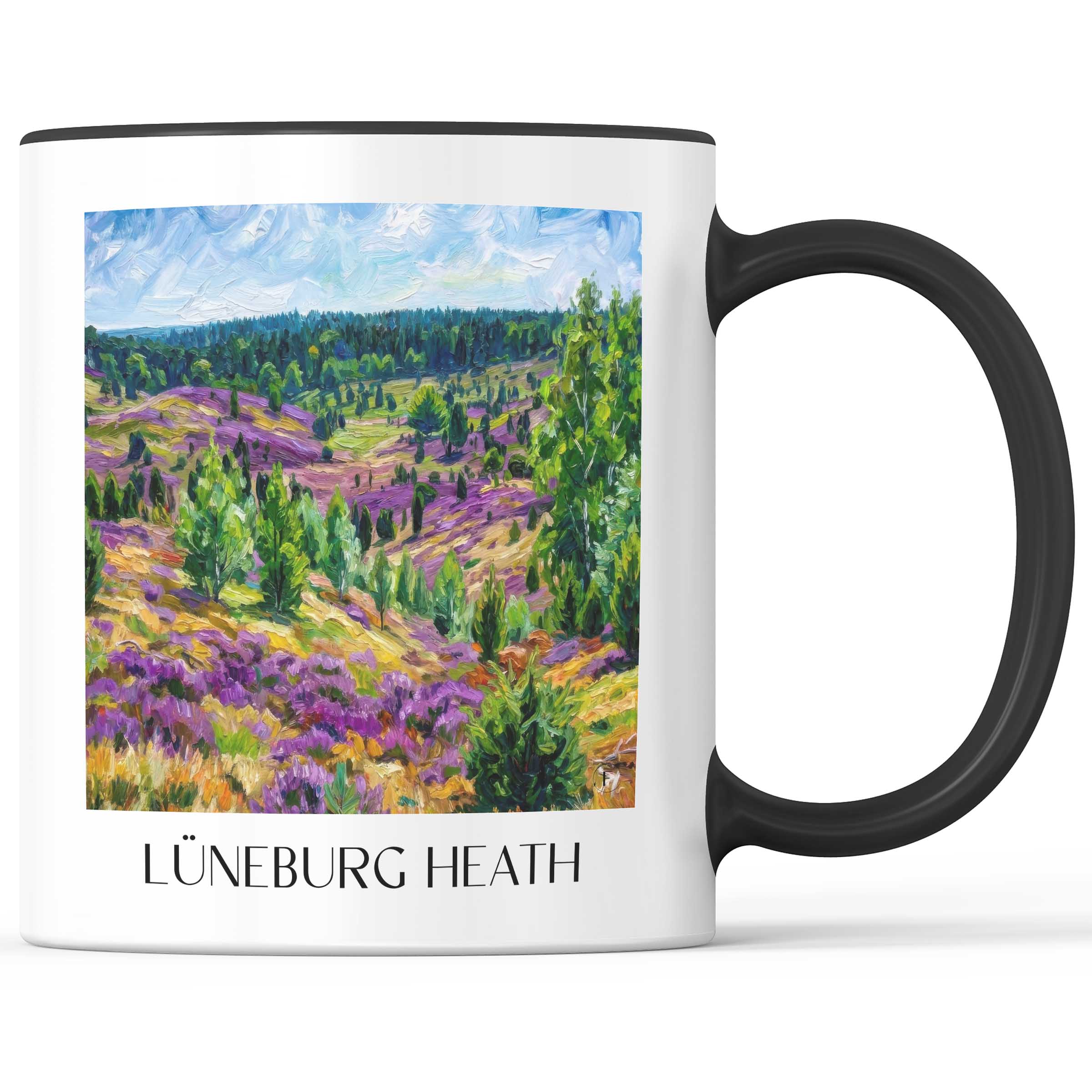 Lüneburger Heide Kaffeebecher - Niedersachsen - Deutschland Becher - Kaffeetasse im Ölgemälde Stil - favplace