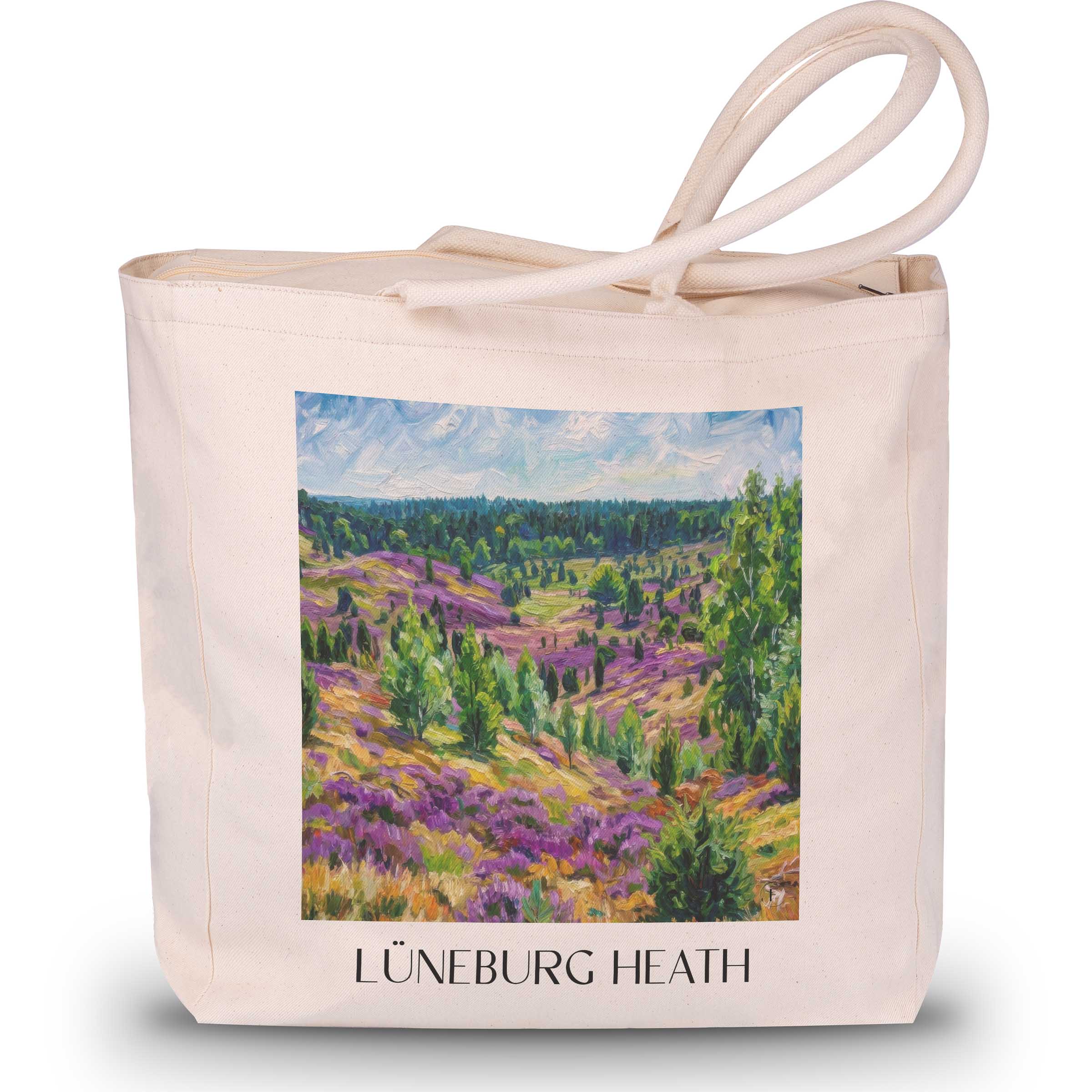 Lüneburger Heide Shopping Tasche - Niedersachsen - Deutschland Tote Bag - Einkaufstasche im Ölgemälde Stil - favplace