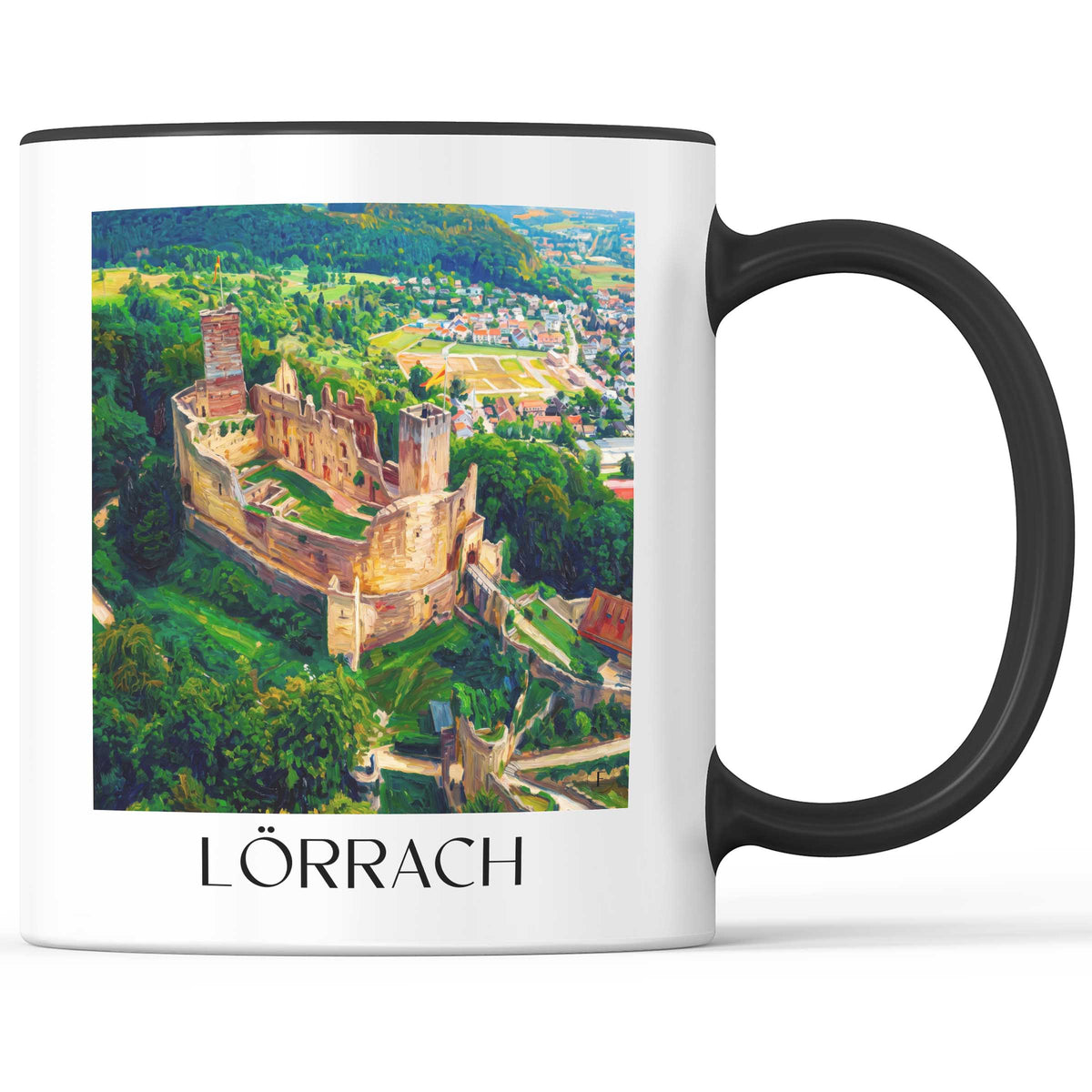 Lörrach Kaffeebecher - Südschwarzwald - Deutschland Becher - Kaffeetasse im Ölgemälde Stil