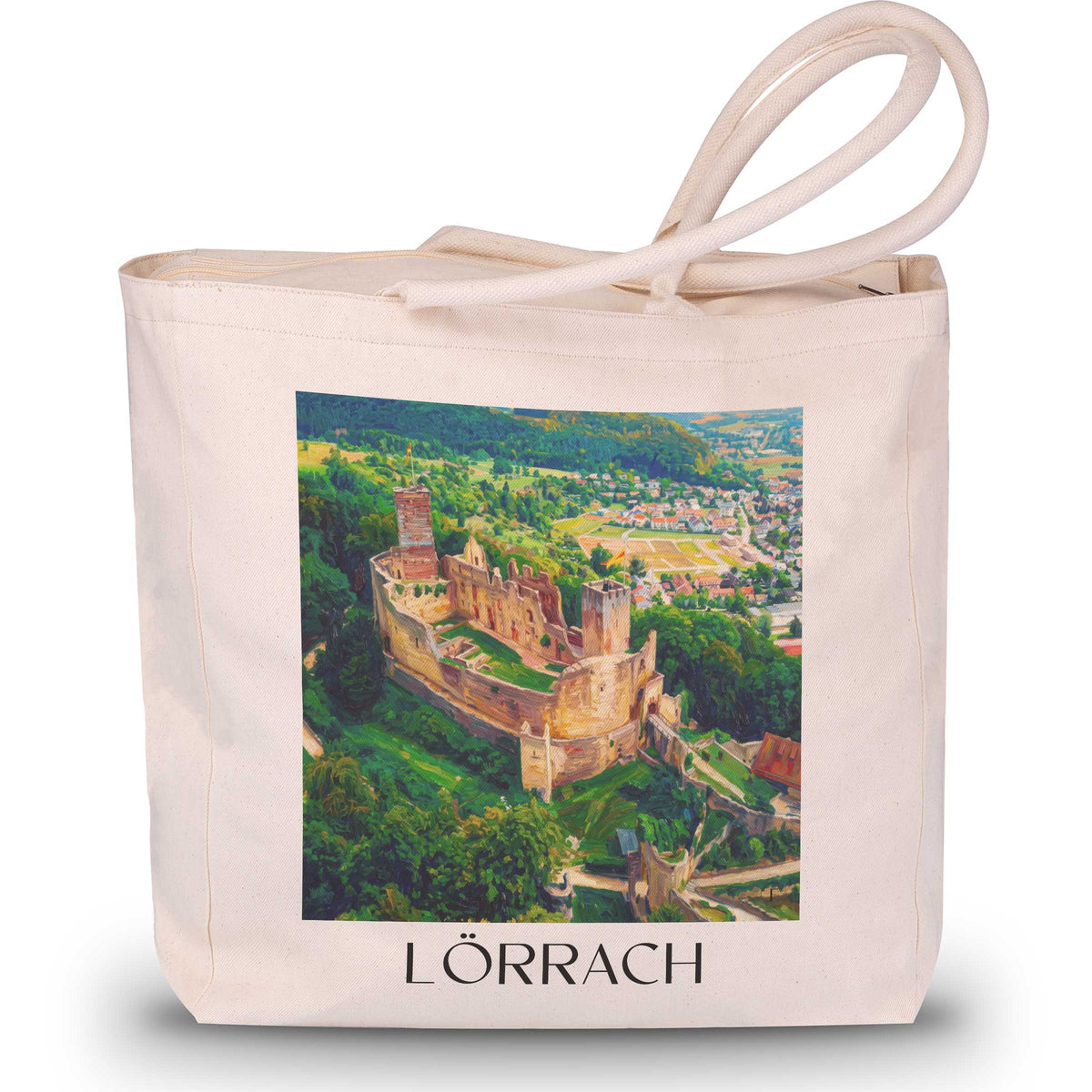 Lörrach Shopping Tasche - Südschwarzwald - Deutschland Tote Bag - Einkaufstasche im Ölgemälde Stil - favplace