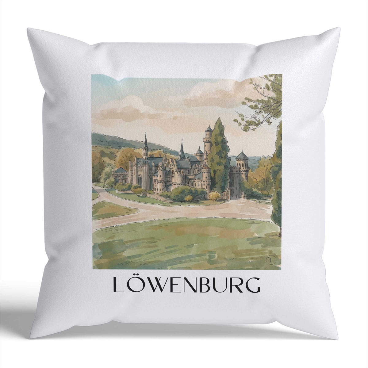 Löwenburg Kissenhülle - Zierkissen Bezug - Kassel - Deutschland Kissen bzw. Kissenbezug im Aquarell Stil - favplace