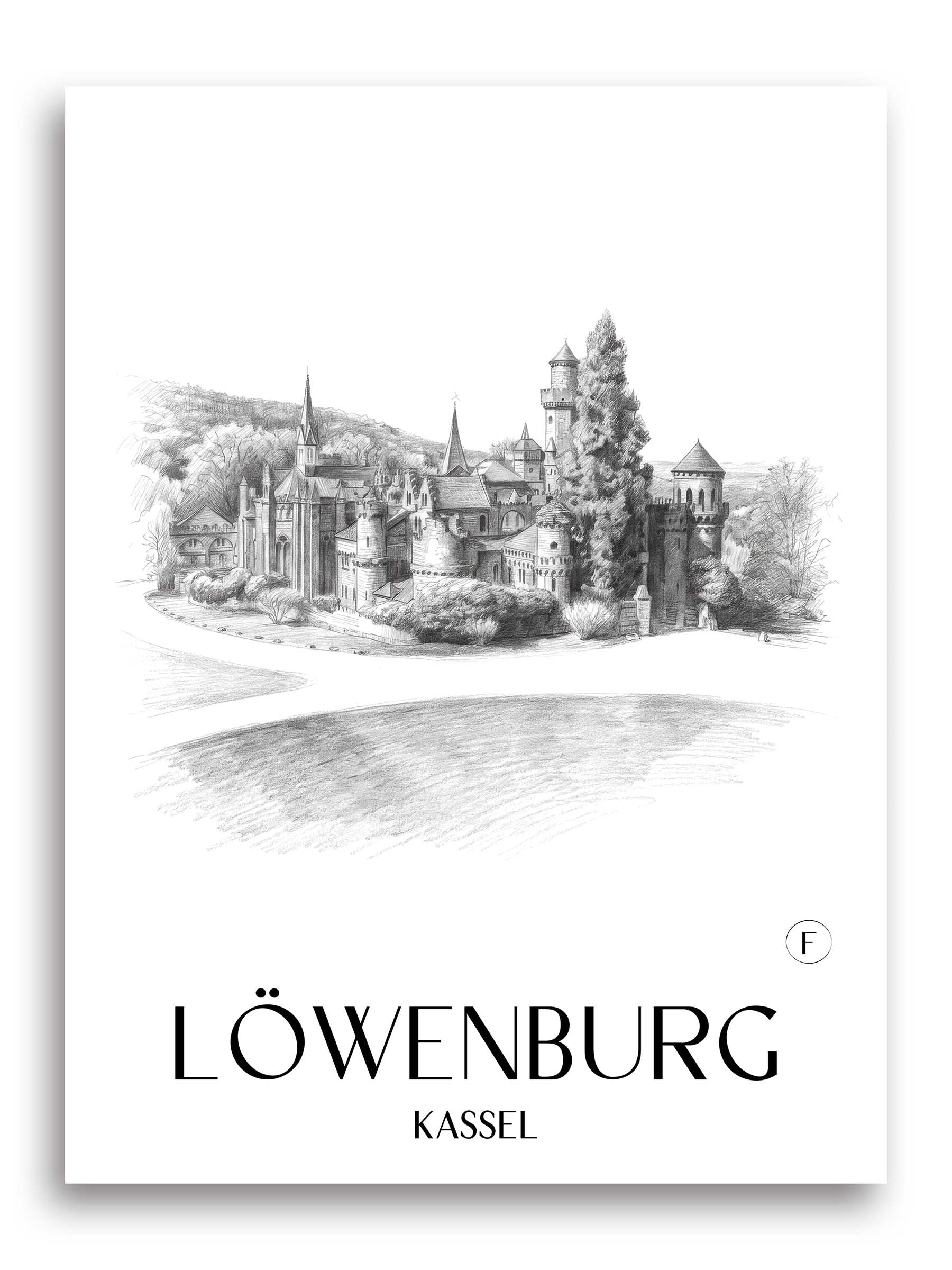 löwenburg-kassel-deutschland-poster-bleistift-zeichnung-drawing