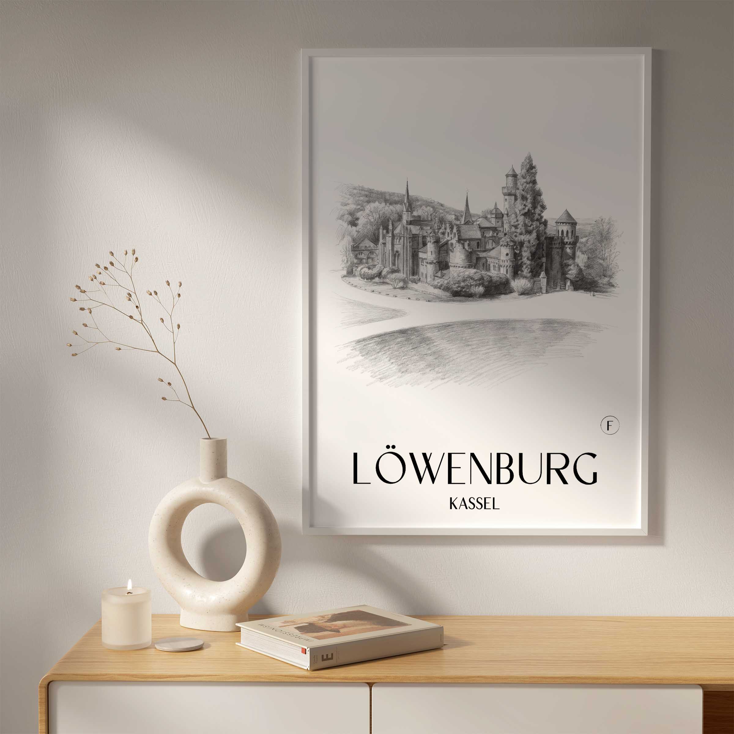 löwenburg-kassel-deutschland-poster-bleistift-zeichnung-drawing