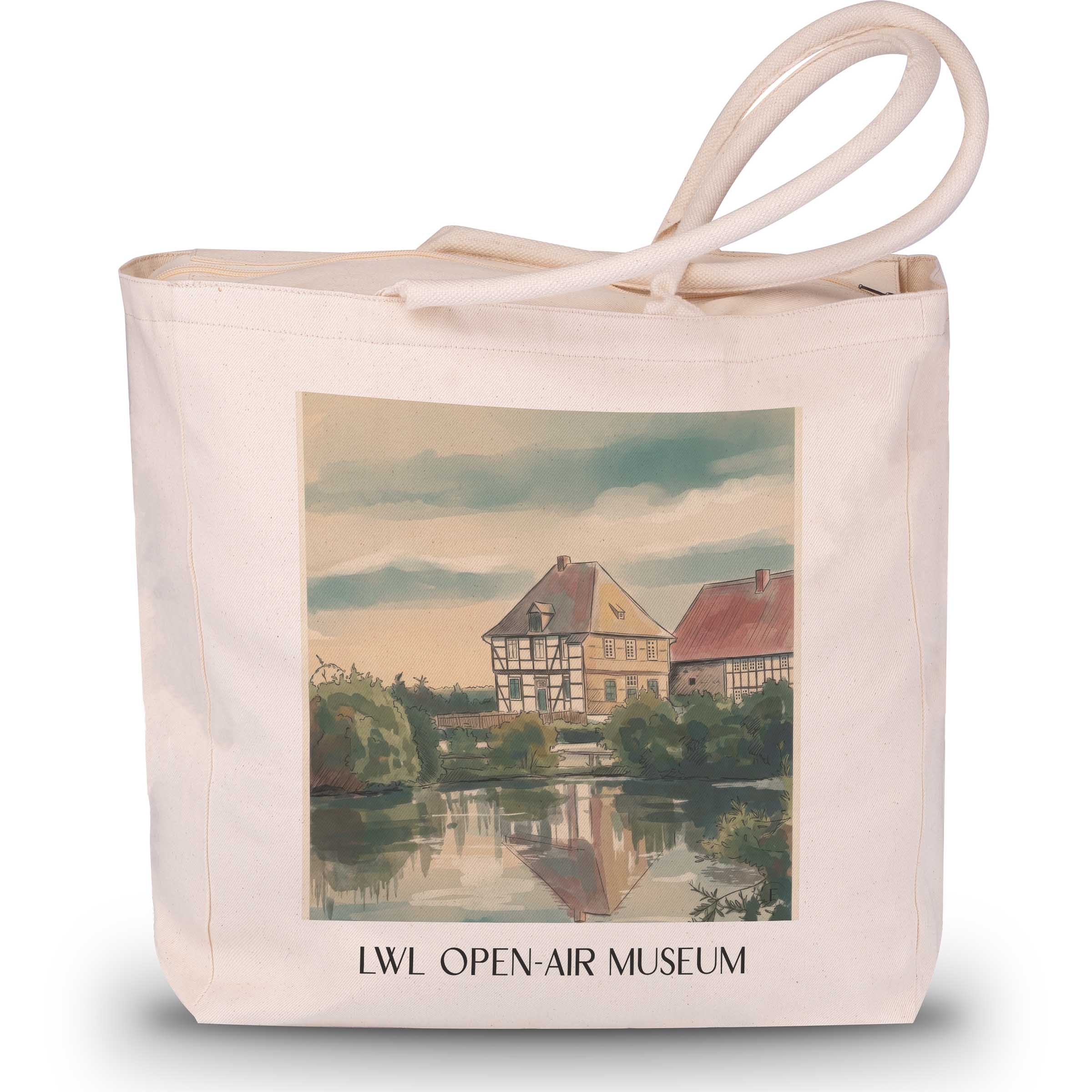 LWL-Freilichtmuseum Shopping Tasche - Detmold - Deutschland Tote Bag - Einkaufstasche im Aquarell Stil - favplace