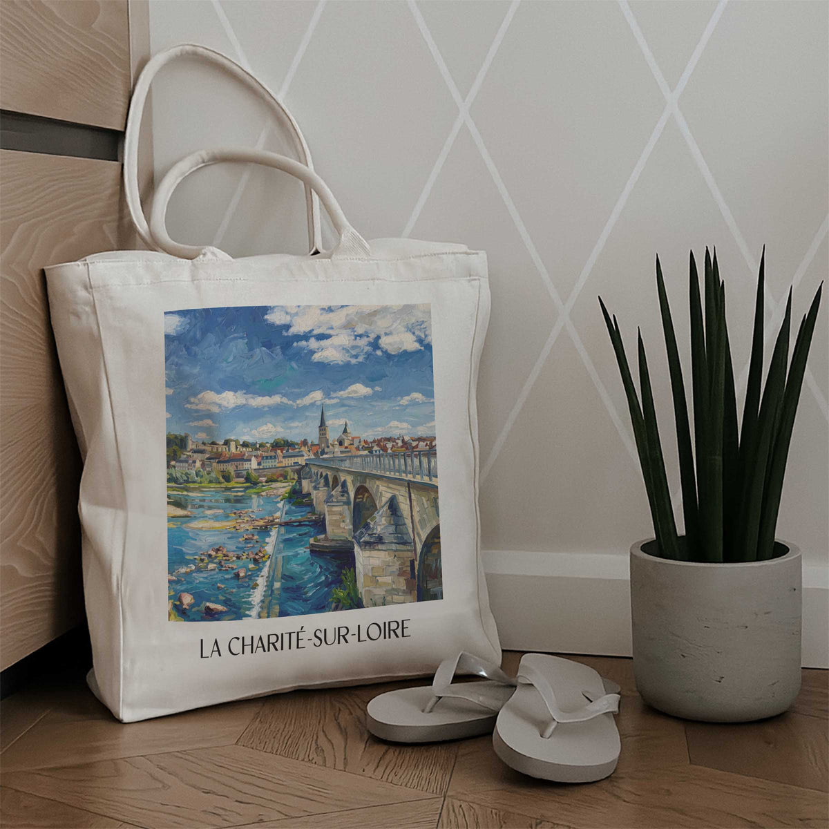 la-charité-sur-loire-nièvre-frankreich-einkaufstasche-oil-painting-oelgemaelde