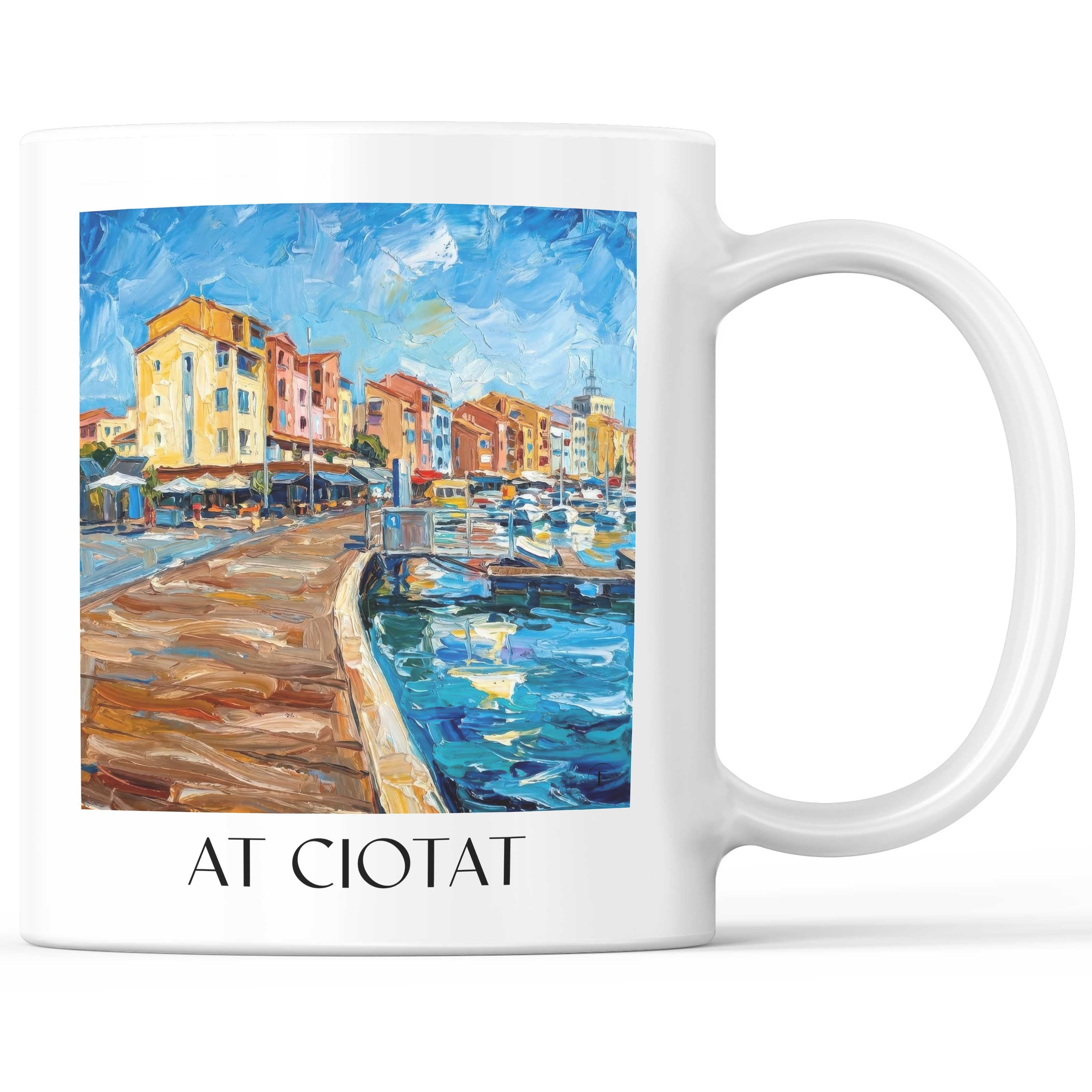 La Ciotat Kaffeebecher - Provence - Frankreich Becher - Kaffeetasse im Ölgemälde Stil - favplace
