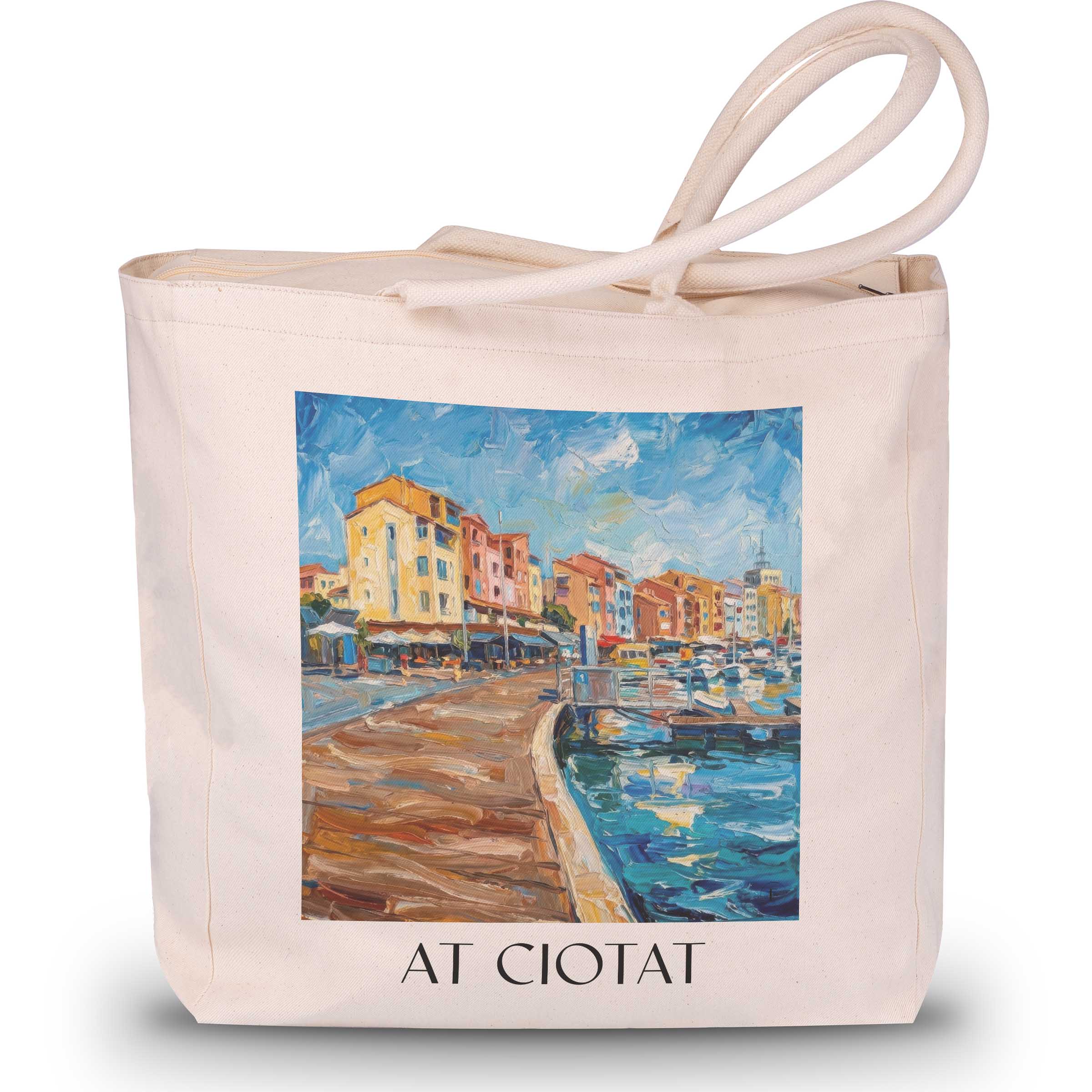 La Ciotat Shopping Tasche - Provence - Frankreich Tote Bag - Einkaufstasche im Ölgemälde Stil - favplace