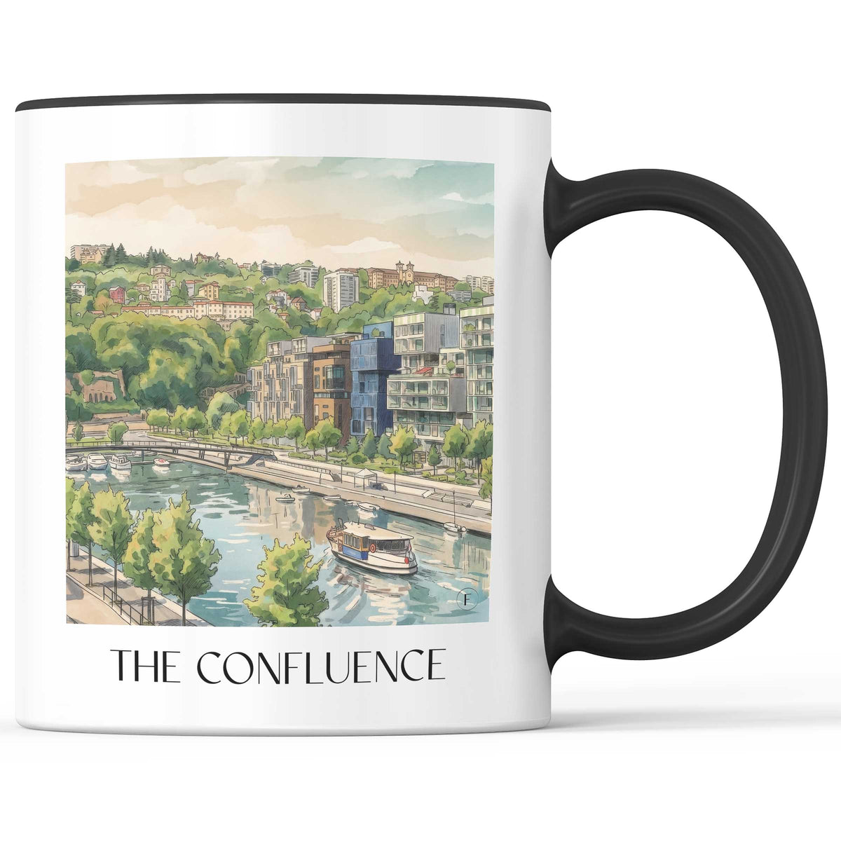 La Confluence Kaffeebecher - Lyon - Frankreich Becher - Kaffeetasse im Aquarell Stil - favplace