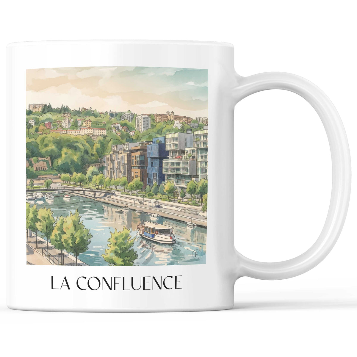 La Confluence Kaffeebecher - Lyon - Frankreich Becher - Kaffeetasse im Aquarell Stil - favplace