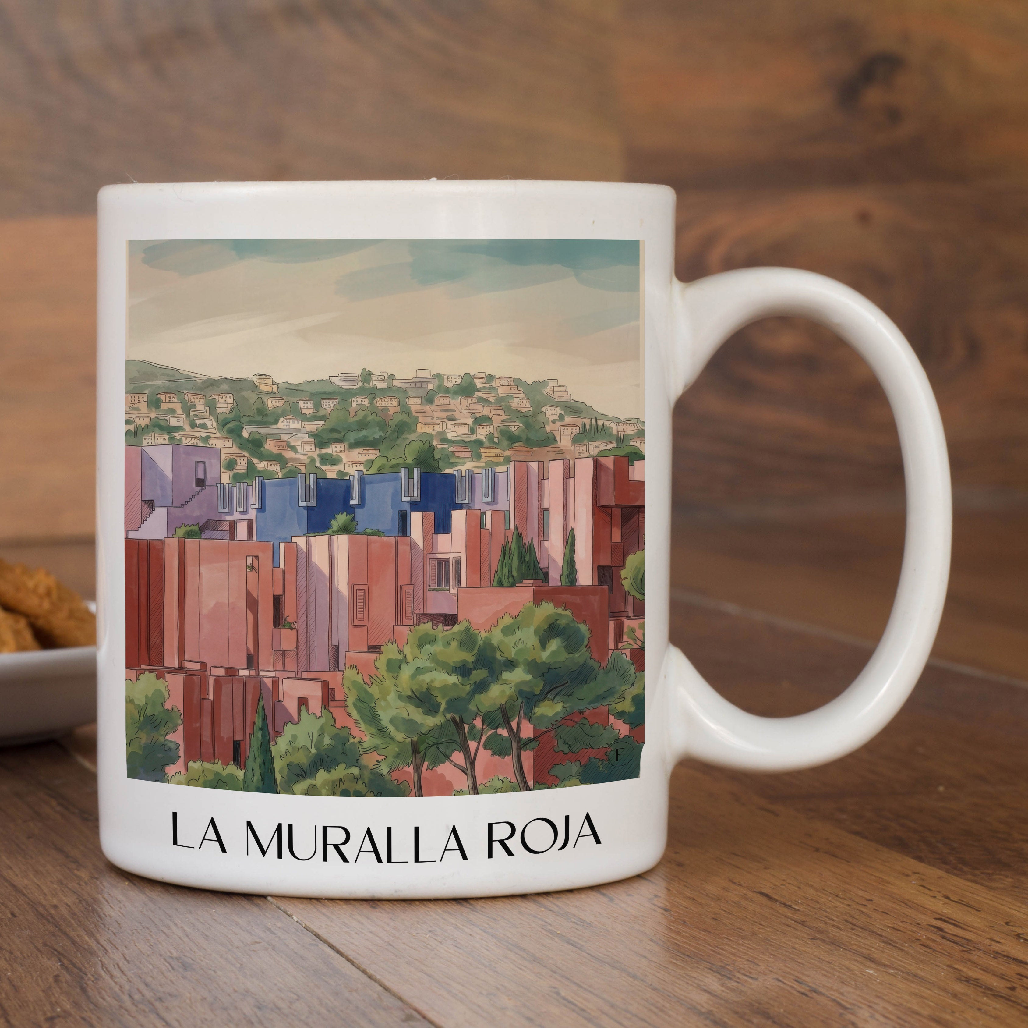 la-muralla-roja-calpe-spanien-kaffeebecher-aquarell