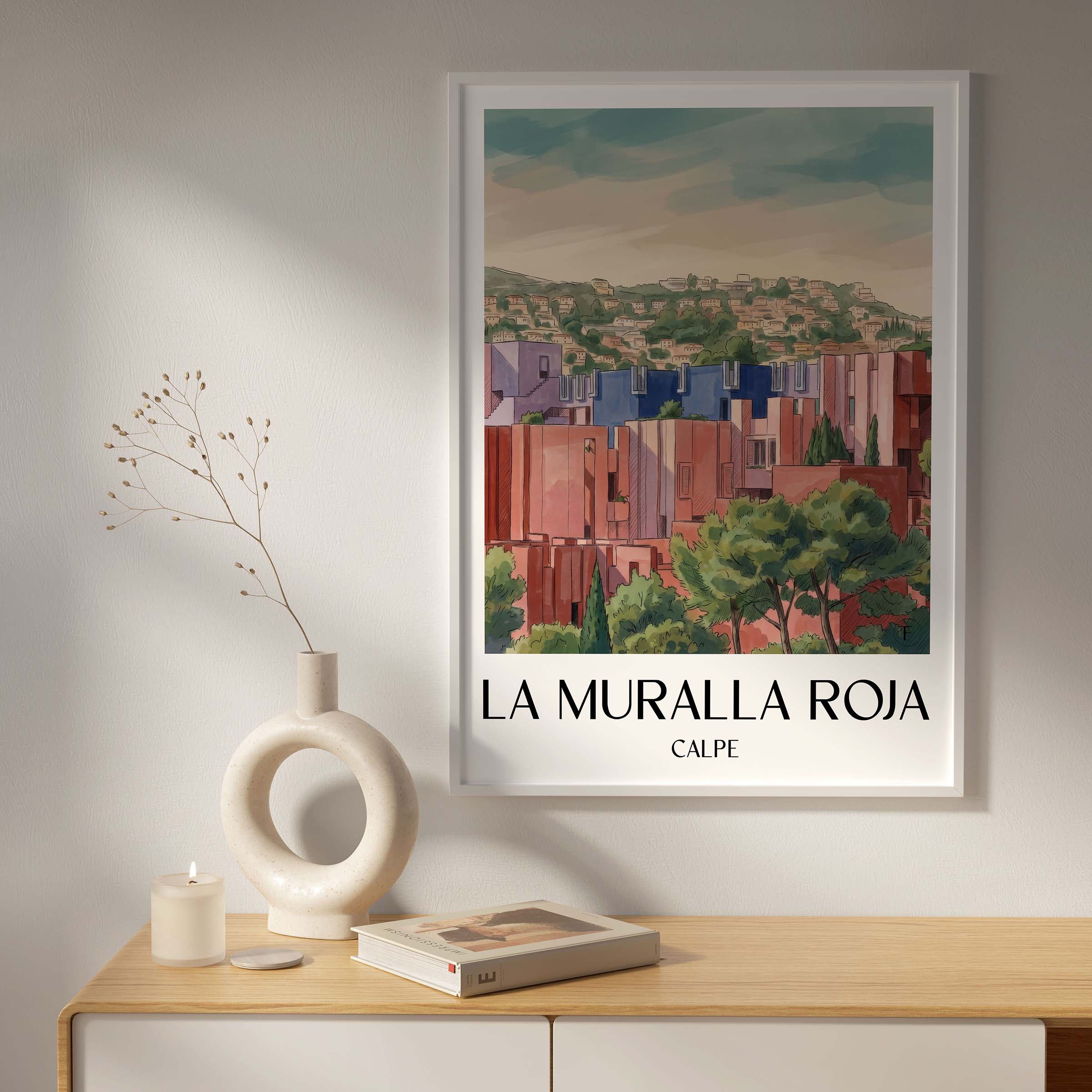 la-muralla-roja-calpe-spanien-poster-aquarell