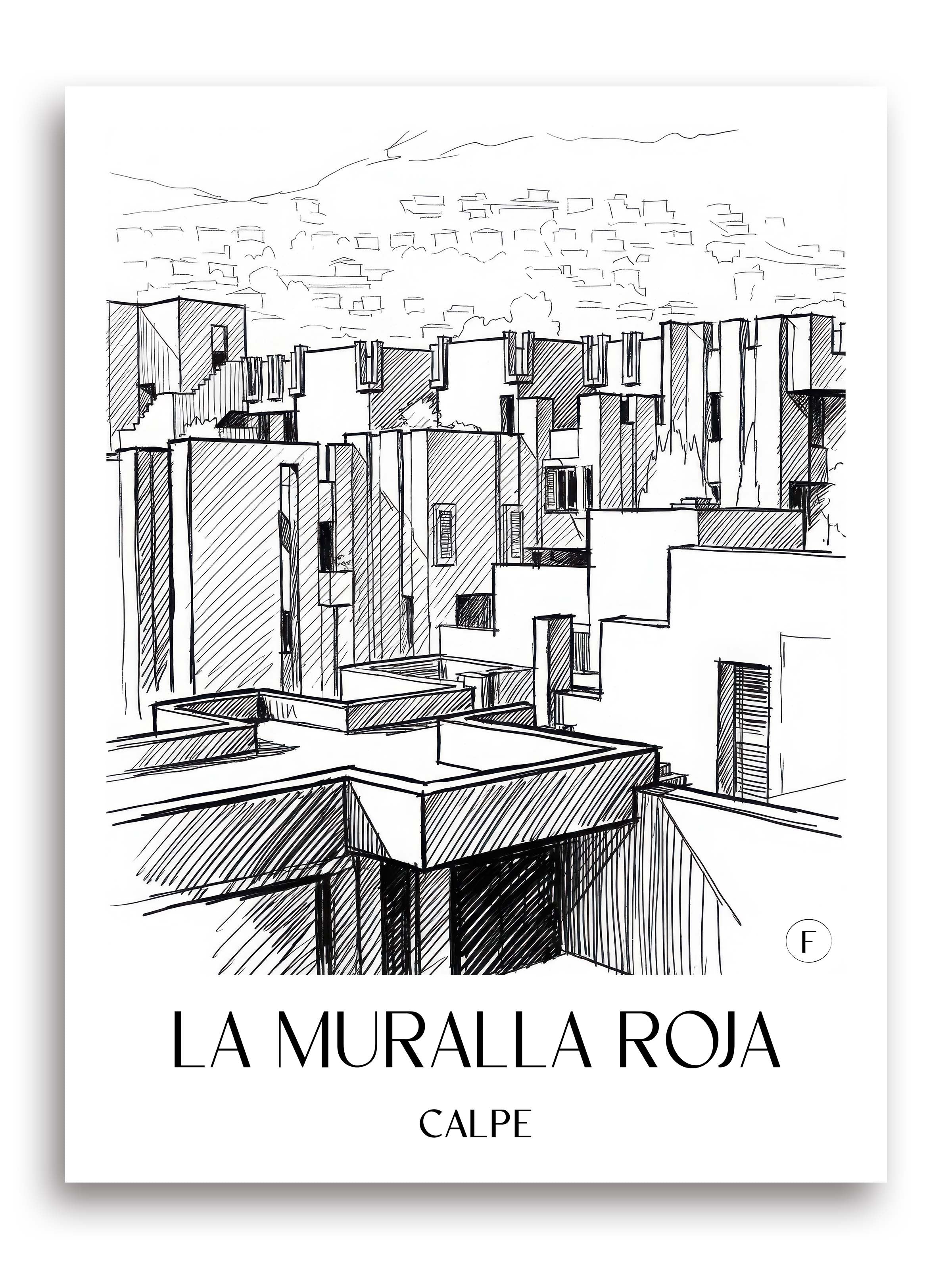 La Muralla Roja Poster - Calpe - Spanien Kunstdruck - Skizze von A4 bis A1 - favplace