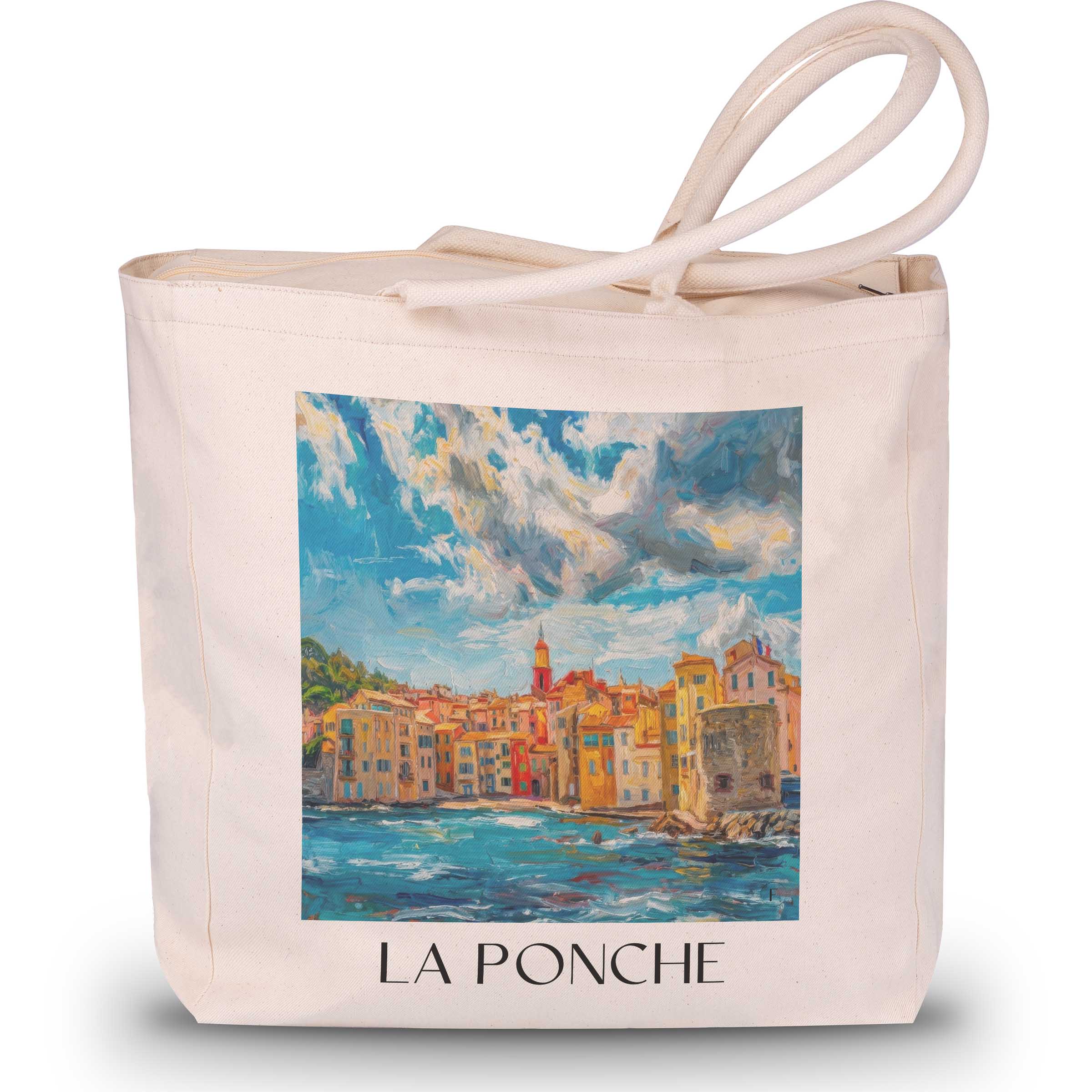 la-ponche-saint-tropez-frankreich-einkaufstasche-oil-painting-oelgemaelde
