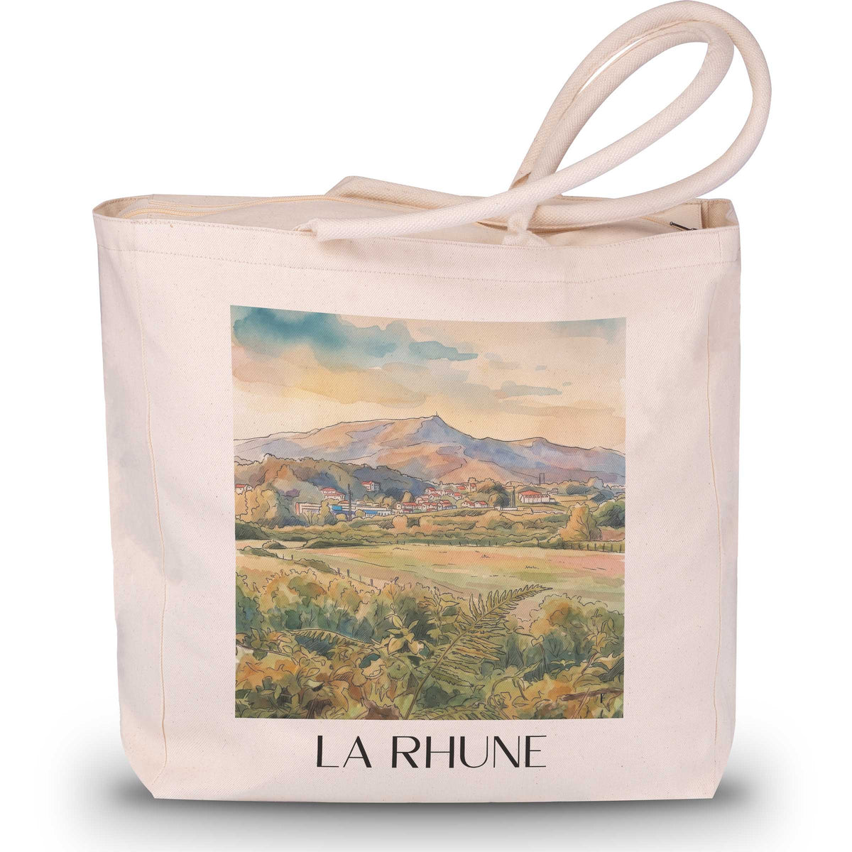 La Rhune Shopping Tasche - Pays Basque - Frankreich Tote Bag - Einkaufstasche im Aquarell Stil - favplace