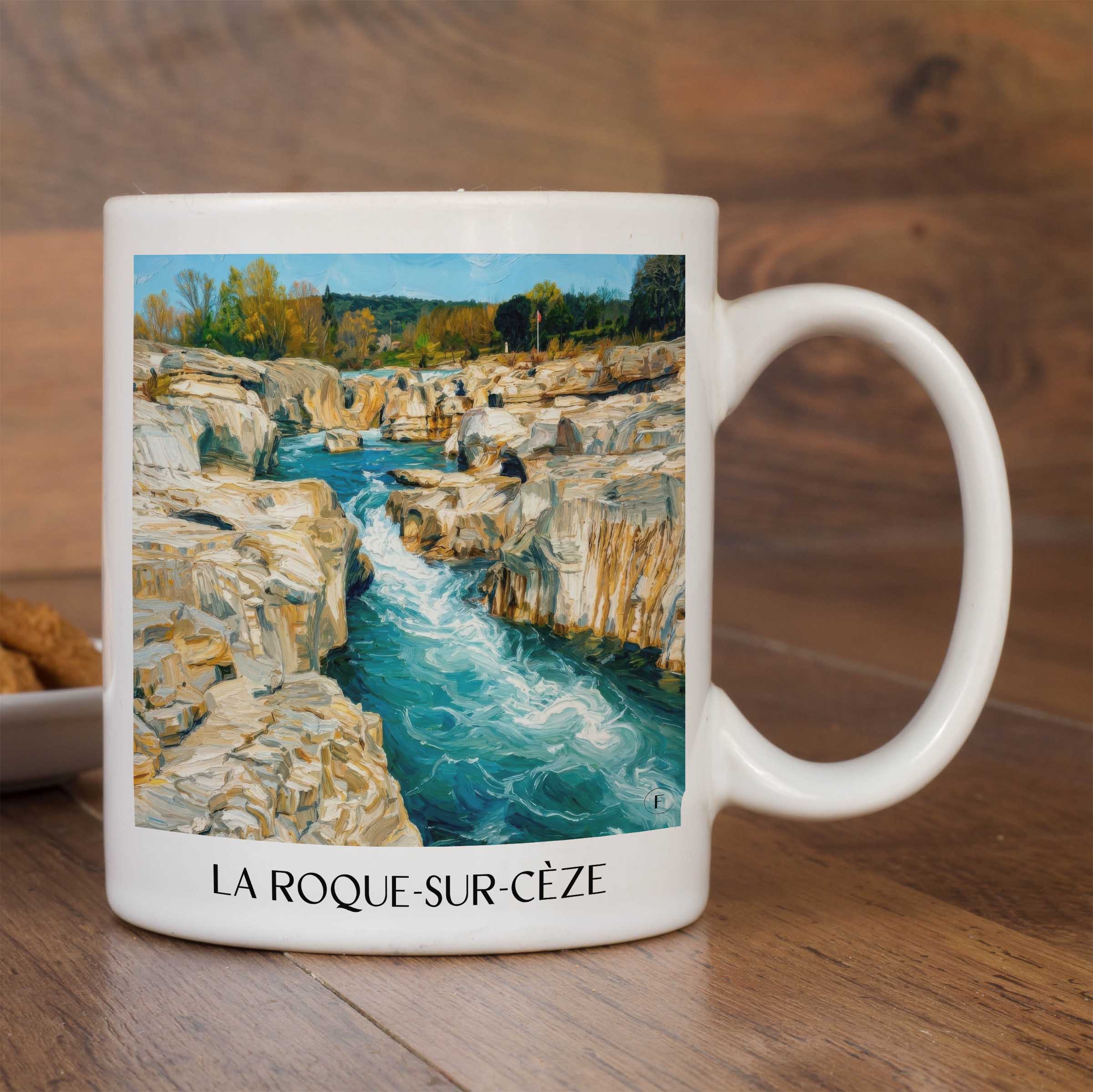la-roque-sur-cèze-okzitanien-frankreich-kaffeebecher-oil-painting-oelgemaelde