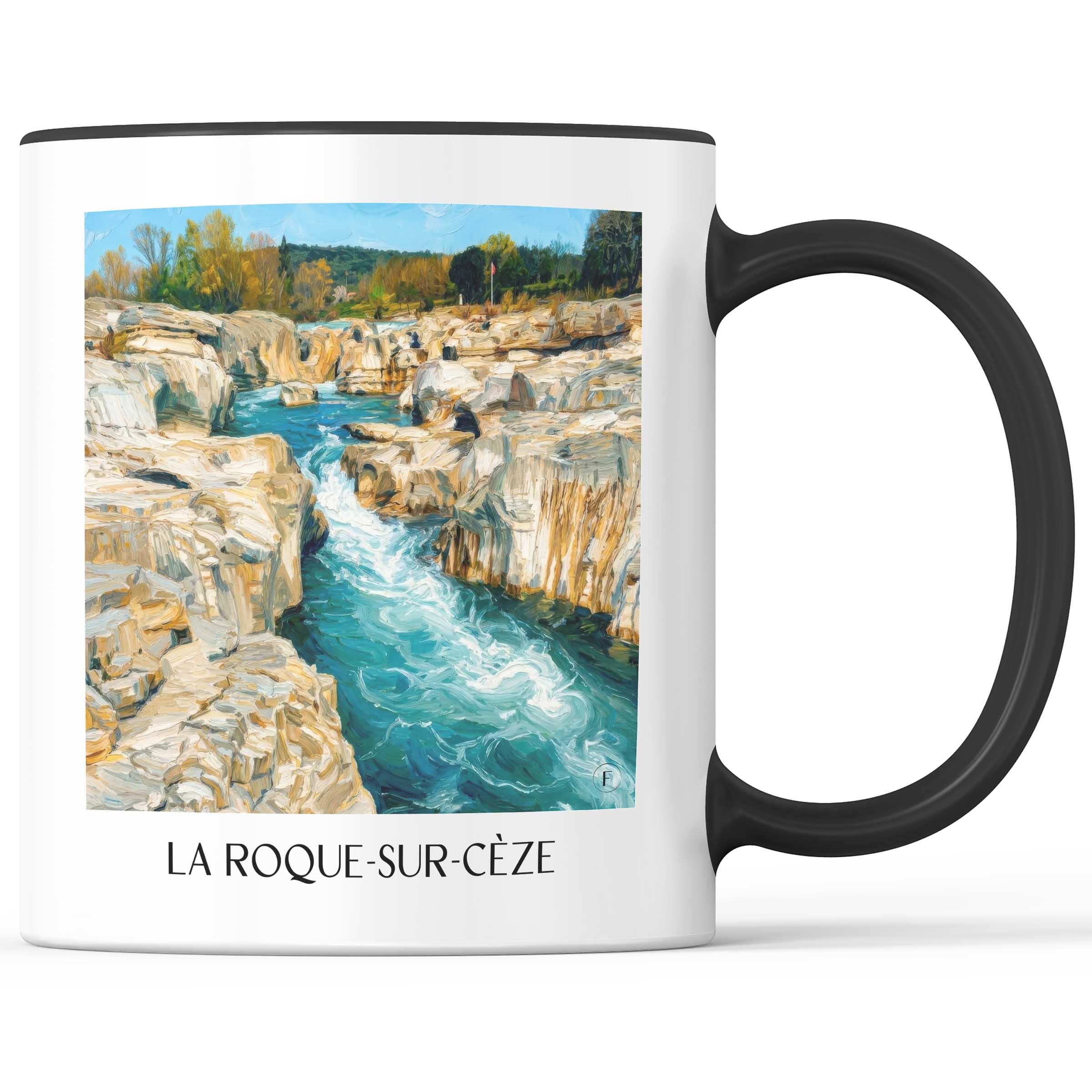 la-roque-sur-cèze-okzitanien-frankreich-kaffeebecher-oil-painting-oelgemaelde