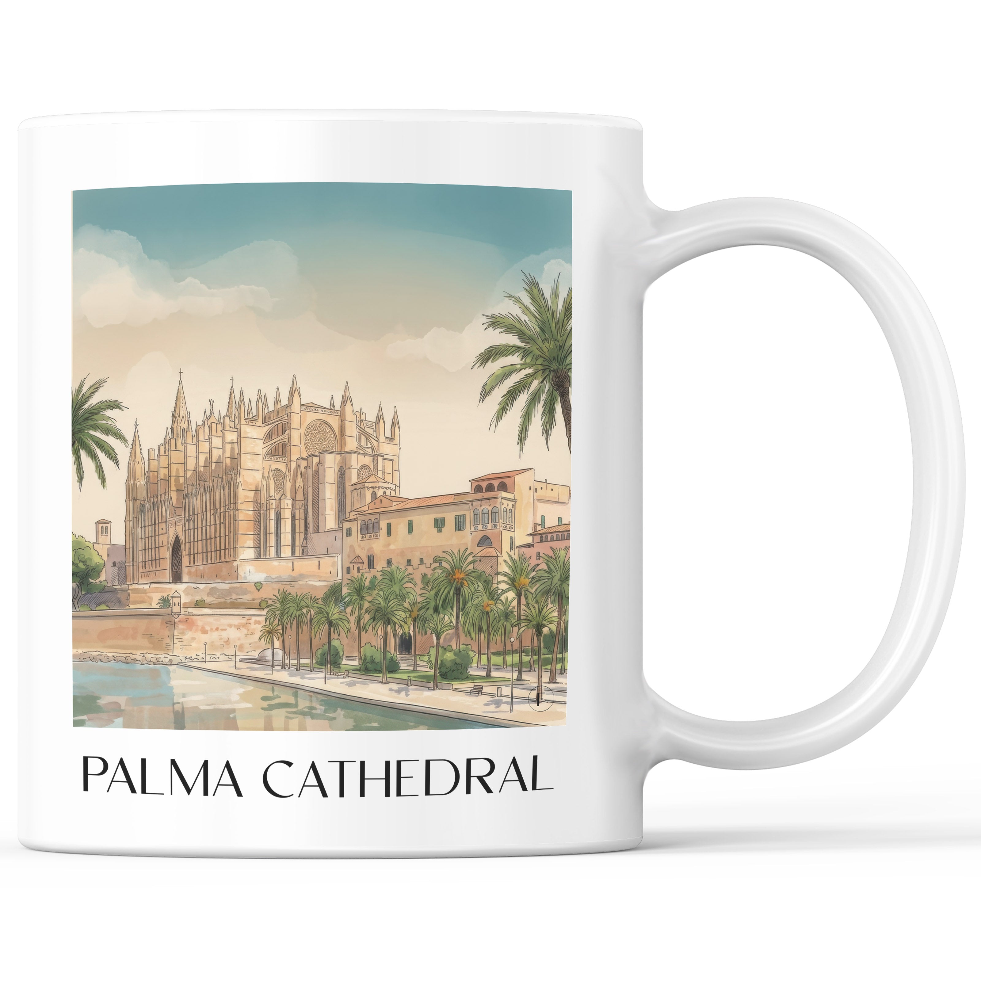 La Seu Kaffeebecher - Mallorca - Spanien Becher - Kaffeetasse im Aquarell Stil - favplace