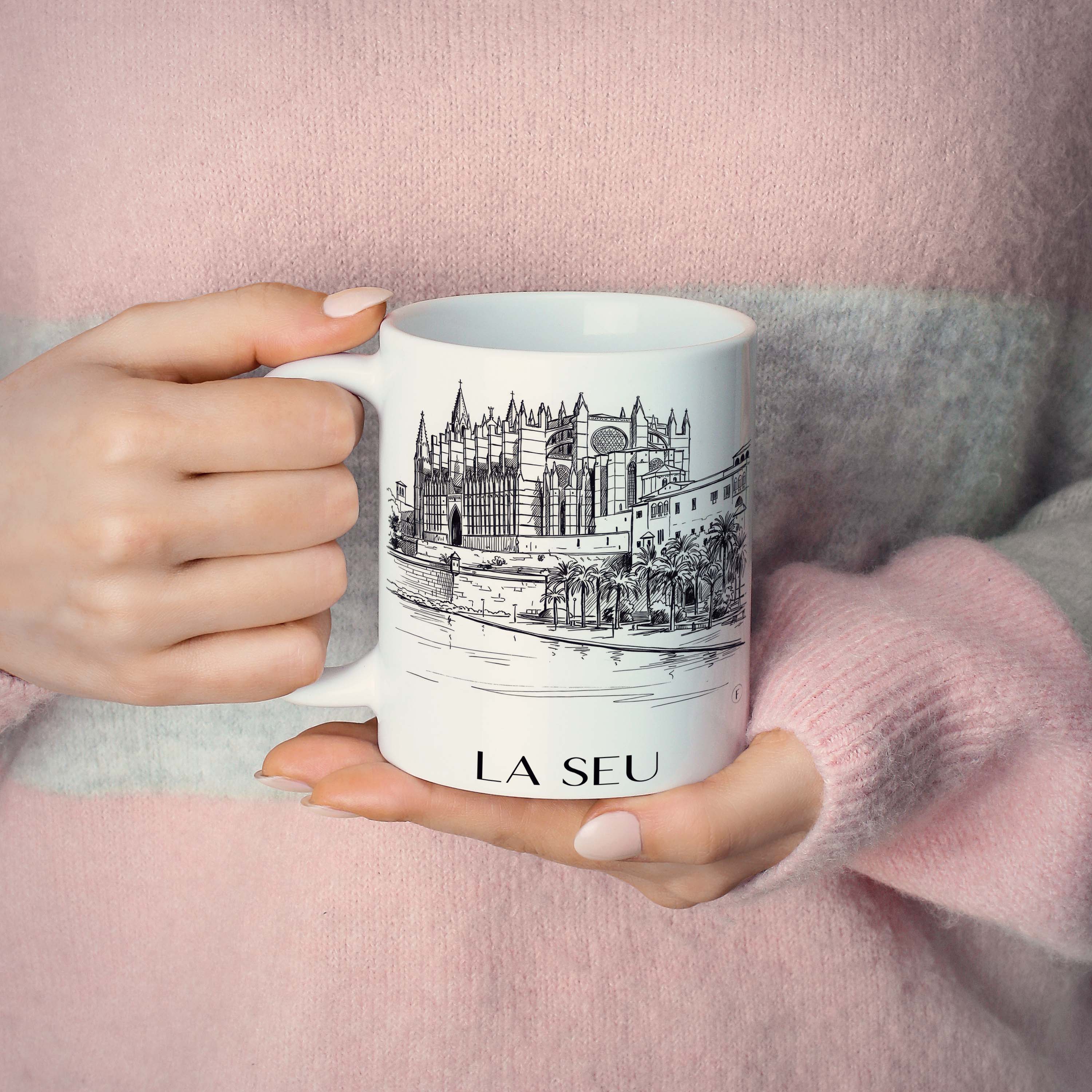 la-seu-mallorca-spanien-kaffeebecher-skizze