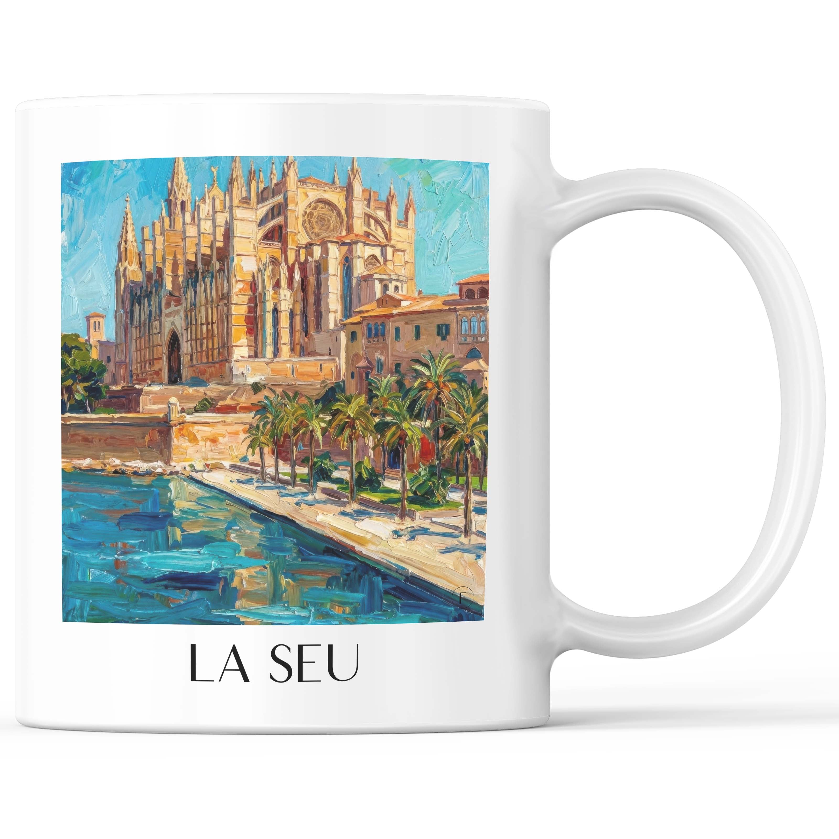 La Seu Kaffeebecher - Mallorca - Spanien Becher - Kaffeetasse im Ölgemälde Stil - favplace