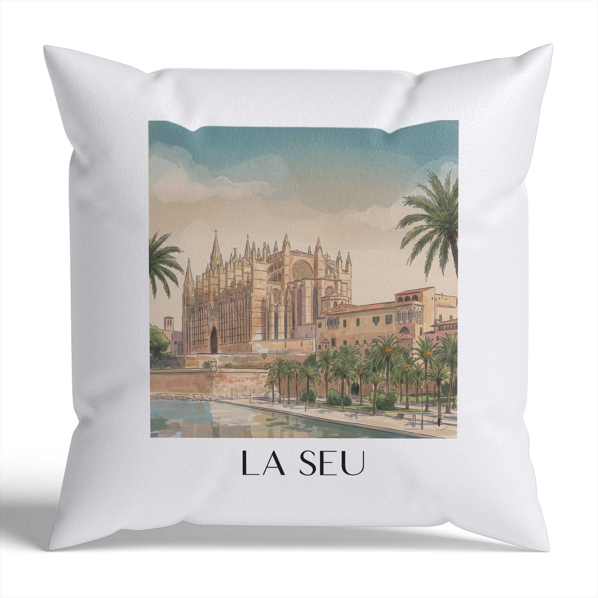 la-seu-mallorca-spanien-kissenbezug-aquarell