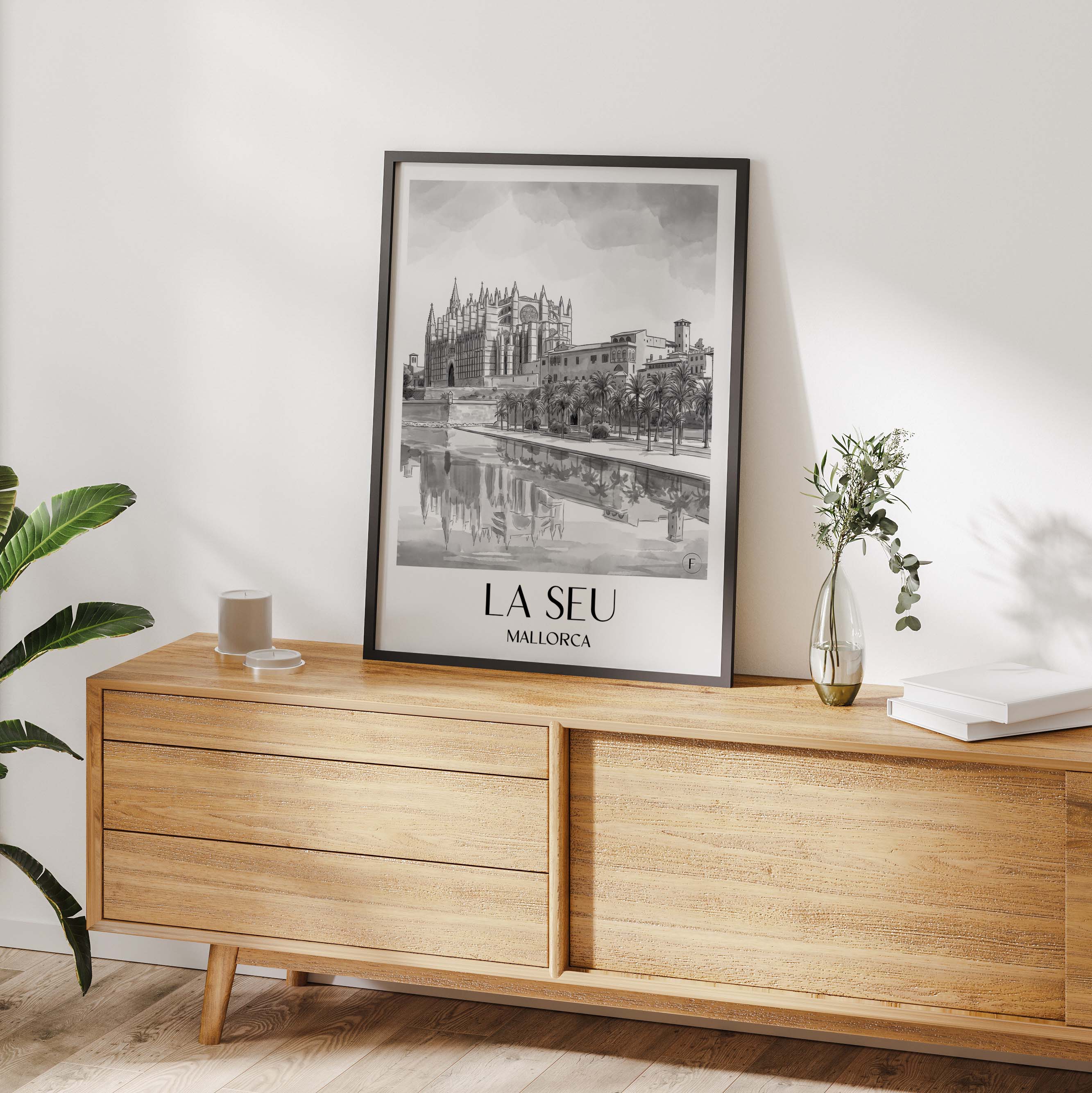 la-seu-mallorca-spanien-poster-aquarell-schwarz-weiss