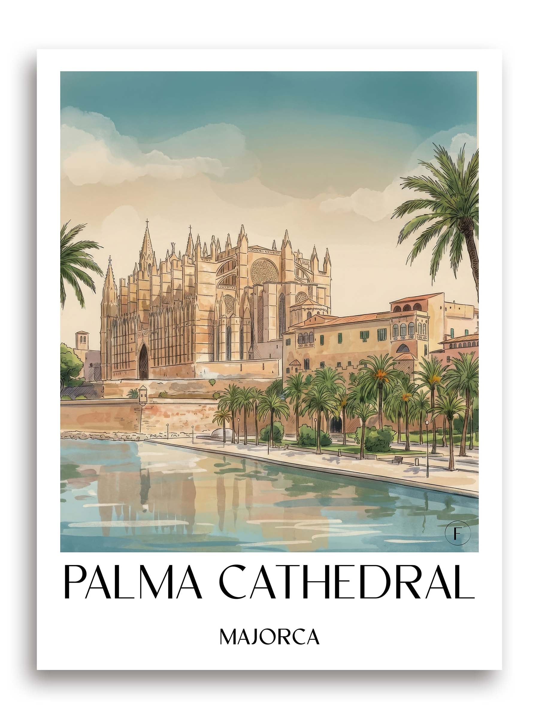 La Seu Poster - Mallorca - Spanien Kunstdruck - Aquarell von A4 bis A1 - favplace