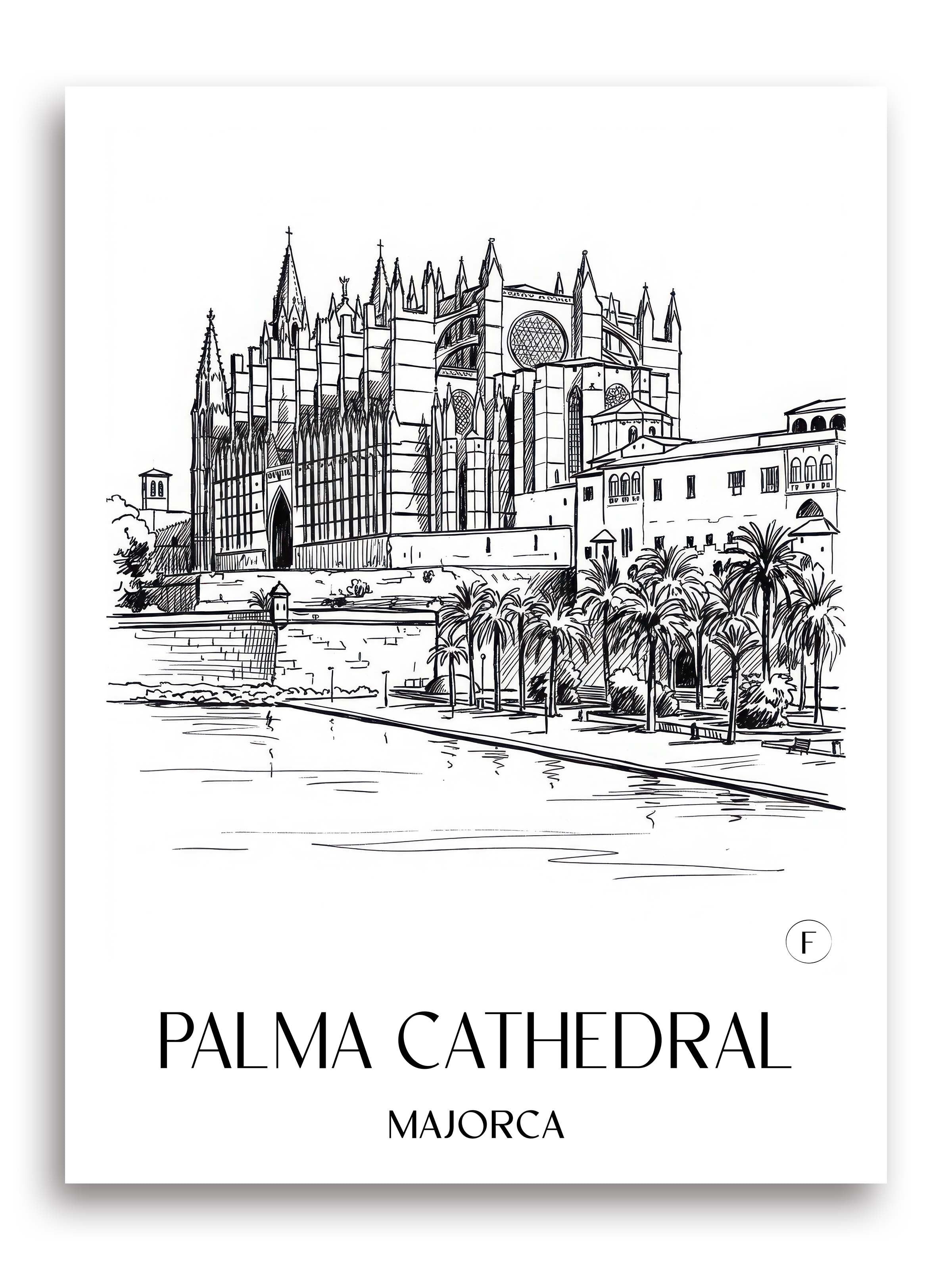 La Seu Poster - Mallorca - Spanien Kunstdruck - Skizze von A4 bis A1 - favplace