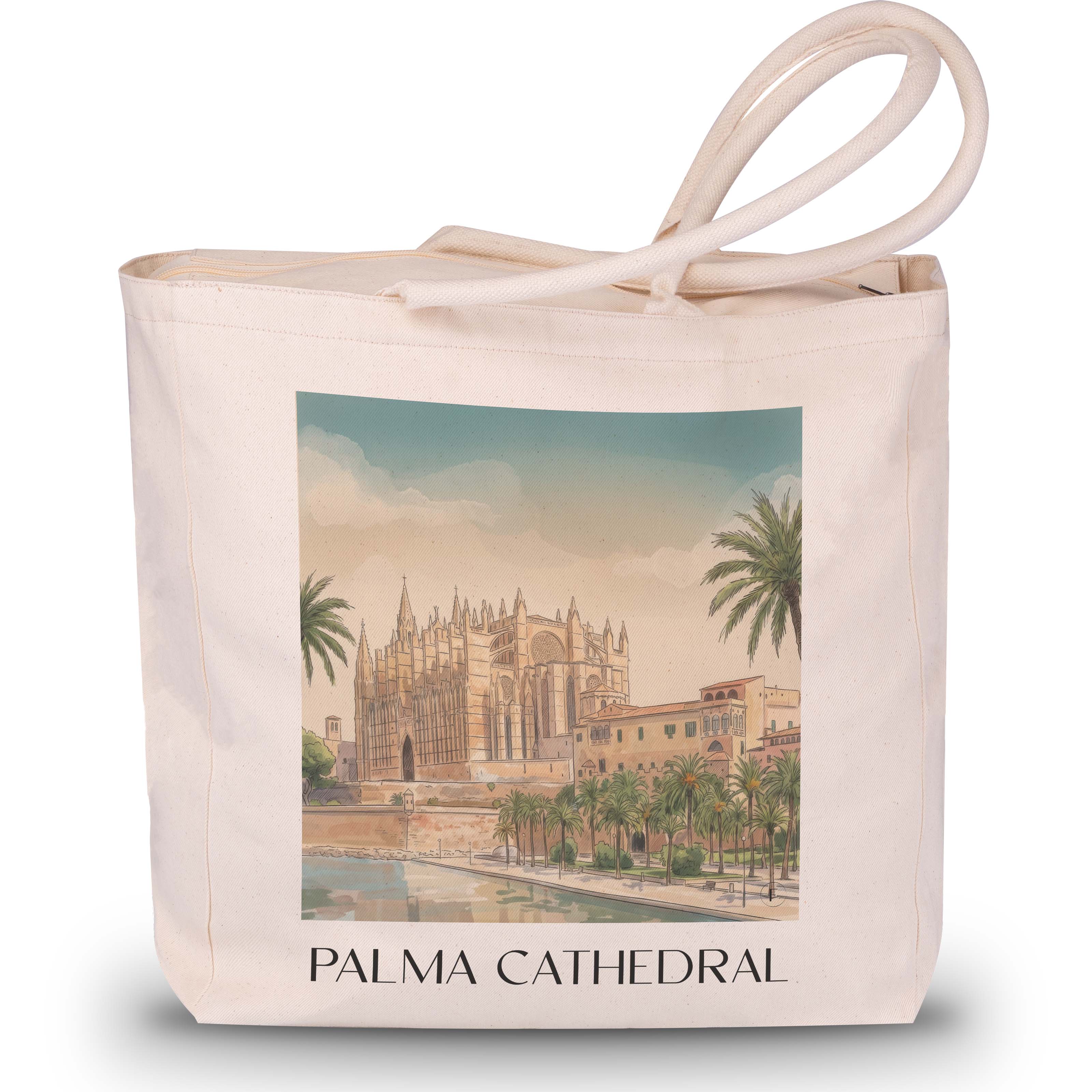 La Seu Shopping Tasche - Mallorca - Spanien Tote Bag - Einkaufstasche im Aquarell Stil - favplace