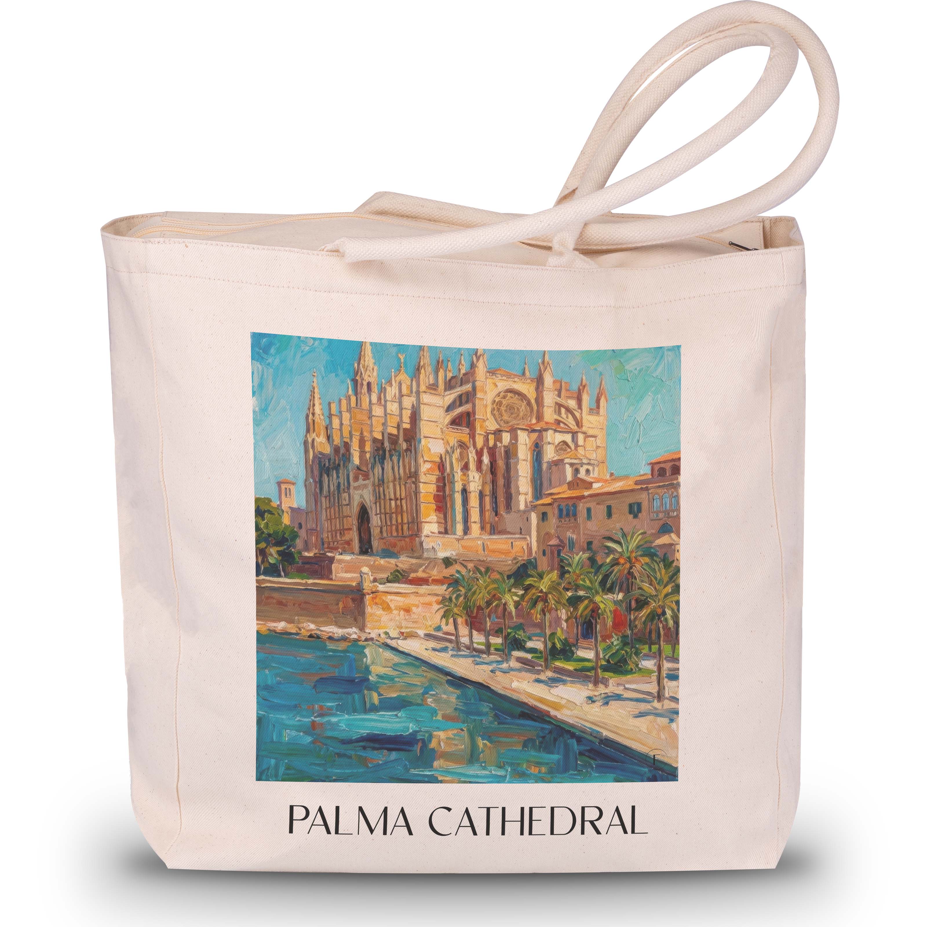 La Seu Shopping Tasche - Mallorca - Spanien Tote Bag - Einkaufstasche im Ölgemälde Stil - favplace