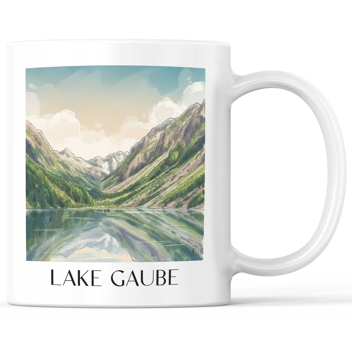 Lac de Gaube Kaffeebecher - Pyrénées - Frankreich Becher - Kaffeetasse im Aquarell Stil - favplace
