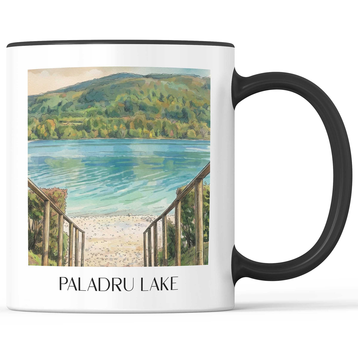 Lac de Paladru Kaffeebecher - Isère - Frankreich Becher - Kaffeetasse im Aquarell Stil - favplace