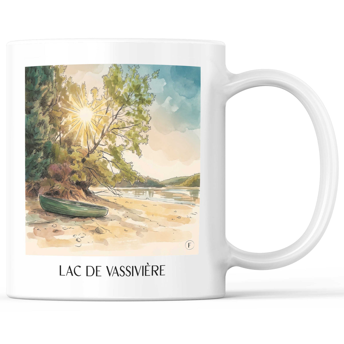 Lac de Vassivière Kaffeebecher - Creuse - Frankreich Becher - Kaffeetasse im Aquarell Stil - favplace