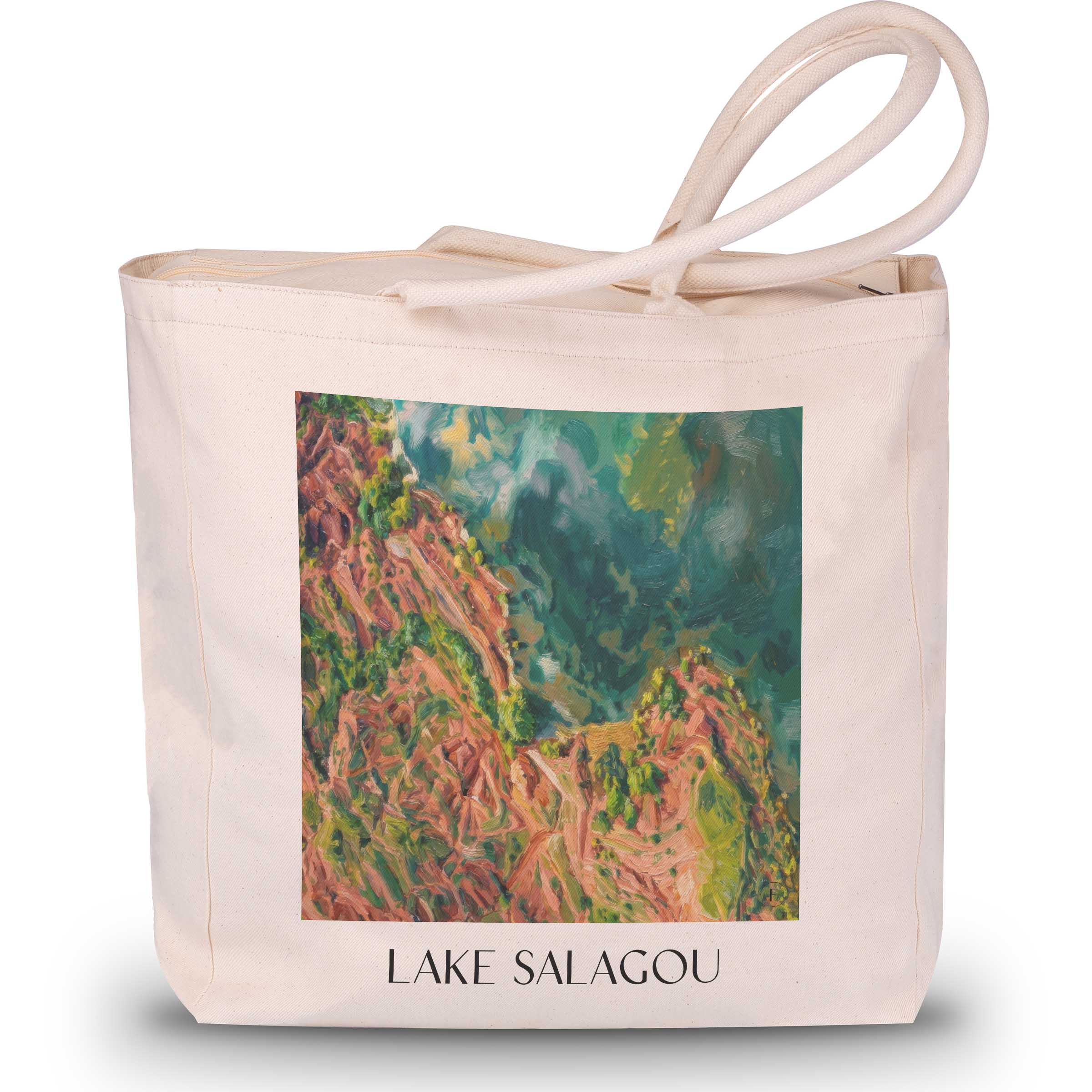 Lac du Salagou Shopping Tasche - Okzitanien - Frankreich Tote Bag - Einkaufstasche im Ölgemälde Stil - favplace