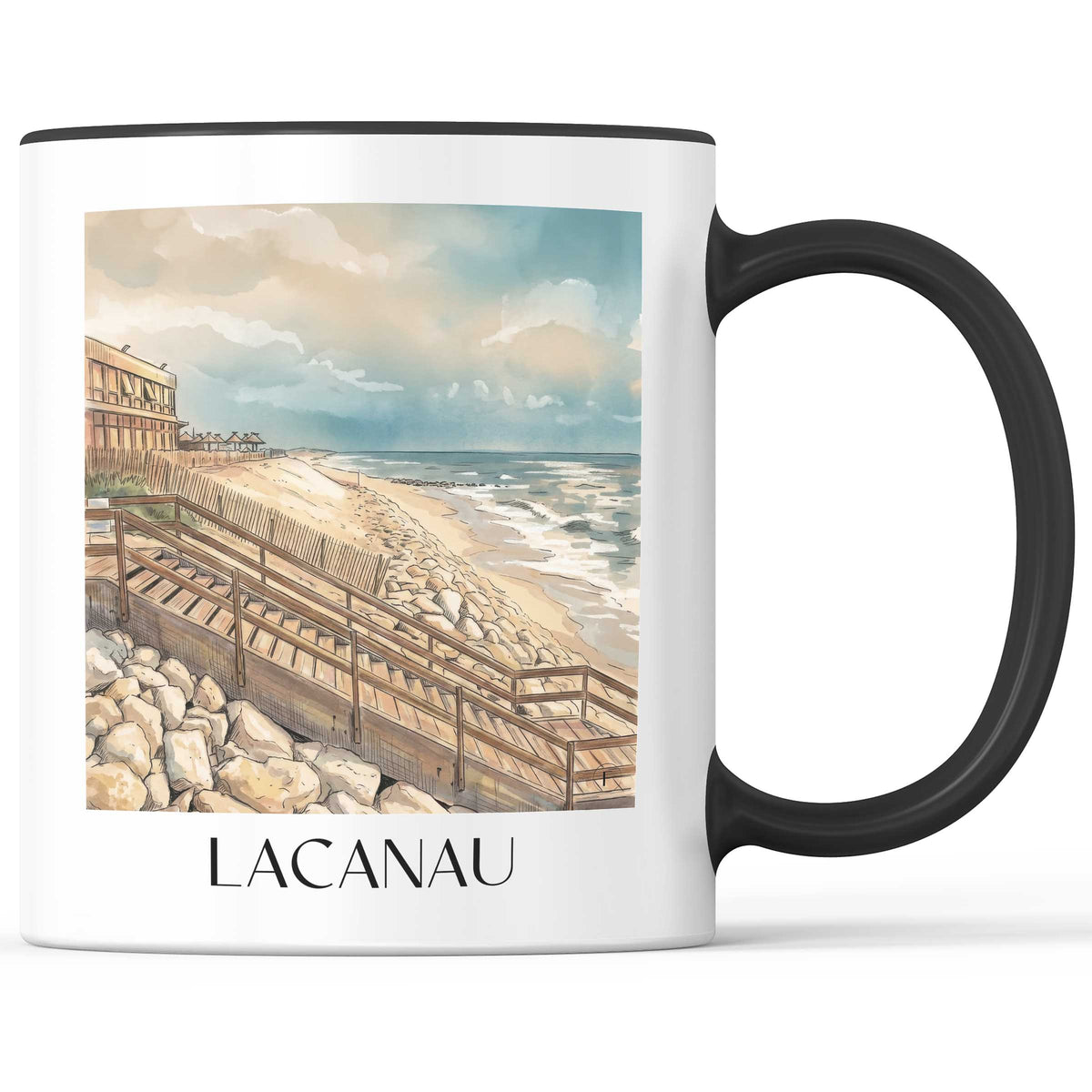 Lacanau Kaffeebecher - Côte d'Argent - Frankreich Becher - Kaffeetasse im Aquarell Stil - favplace