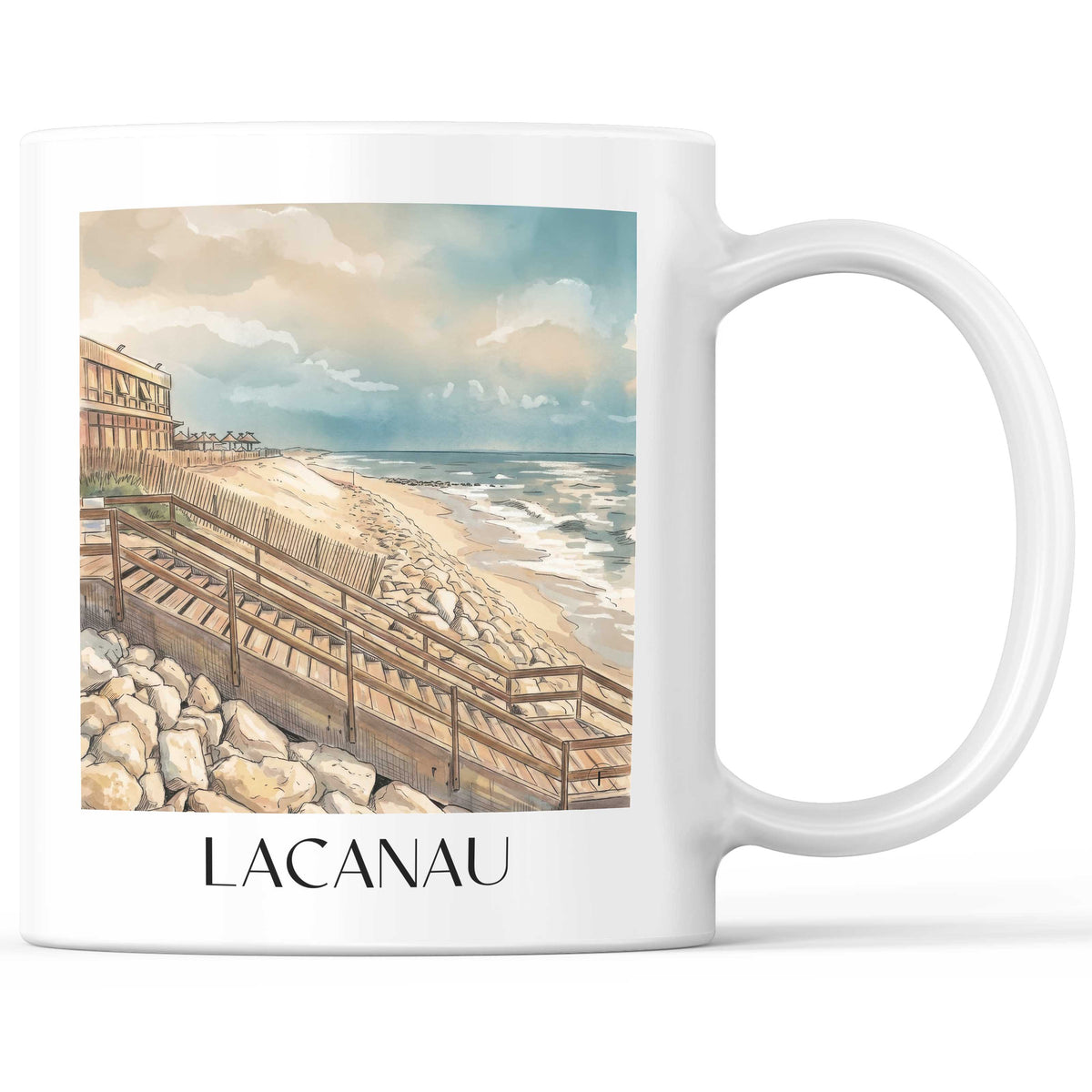 Lacanau Kaffeebecher - Côte d'Argent - Frankreich Becher - Kaffeetasse im Aquarell Stil - favplace