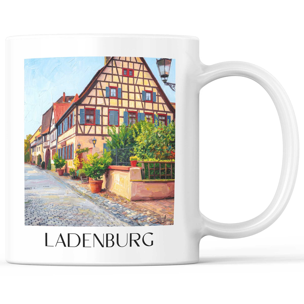 Ladenburg Kaffeebecher - Kurpfalz - Deutschland Becher - Kaffeetasse im Ölgemälde Stil