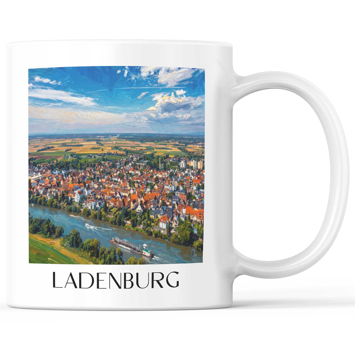 Ladenburg Kaffeebecher - Rhein-Neckar - Deutschland Becher - Kaffeetasse im Ölgemälde Stil - favplace