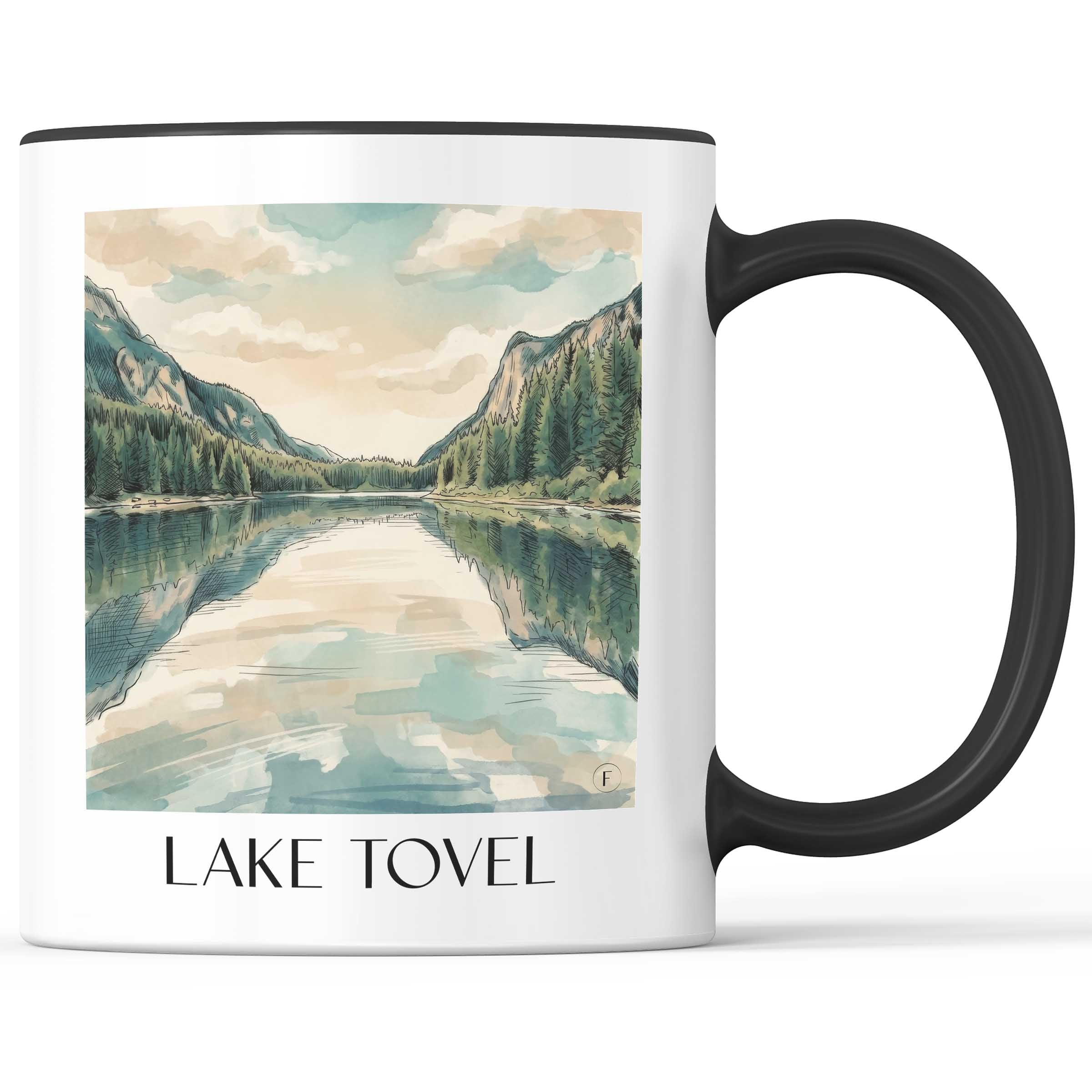 Lago di Tovel Kaffeebecher - Trentino - Italien Becher - Kaffeetasse im Aquarell Stil - favplace