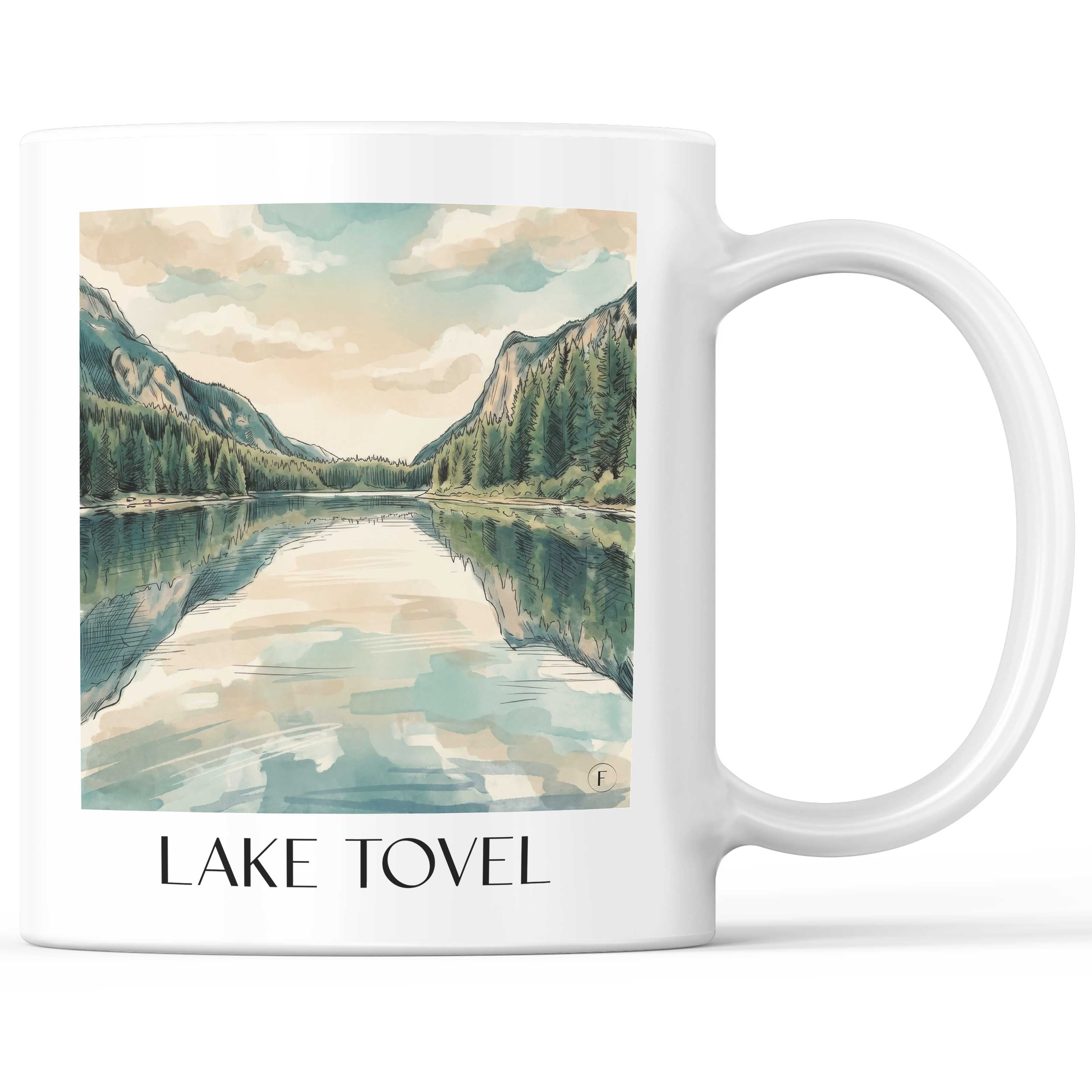 Lago di Tovel Kaffeebecher - Trentino - Italien Becher - Kaffeetasse im Aquarell Stil - favplace
