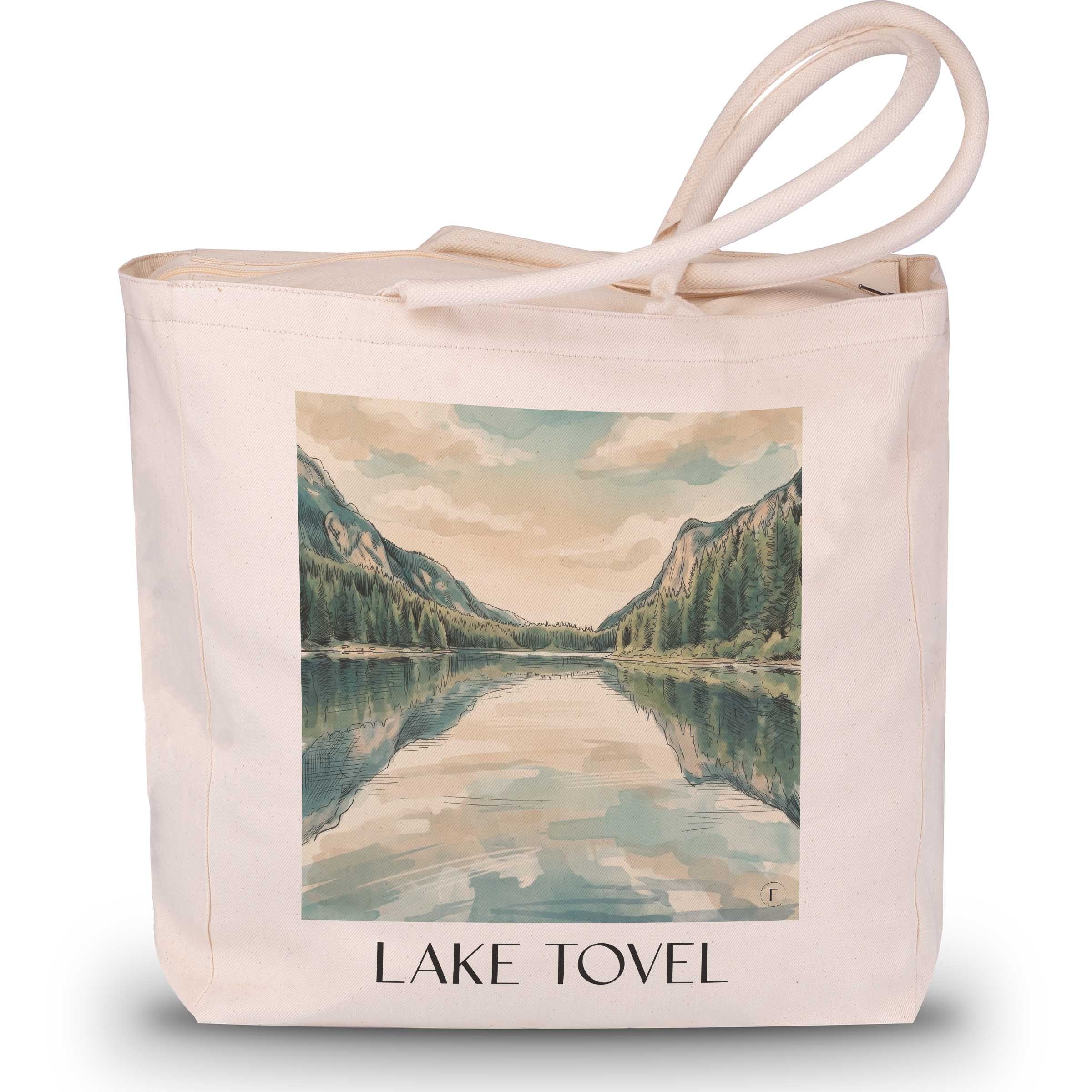 Lago di Tovel Shopping Tasche - Trentino - Italien Tote Bag - Einkaufstasche im Aquarell Stil - favplace